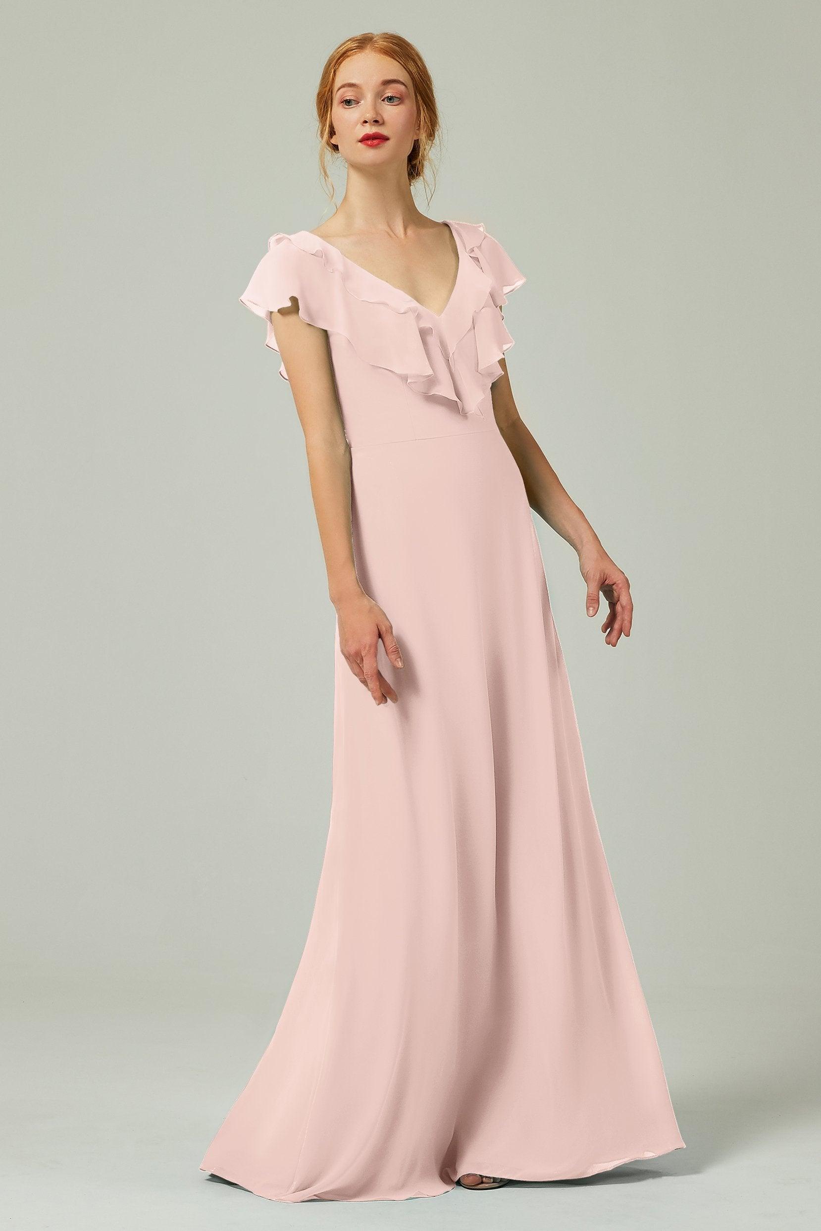A-Line Floor Length Chiffon Bridesmaid Dress CB0323 - COCOMELODY