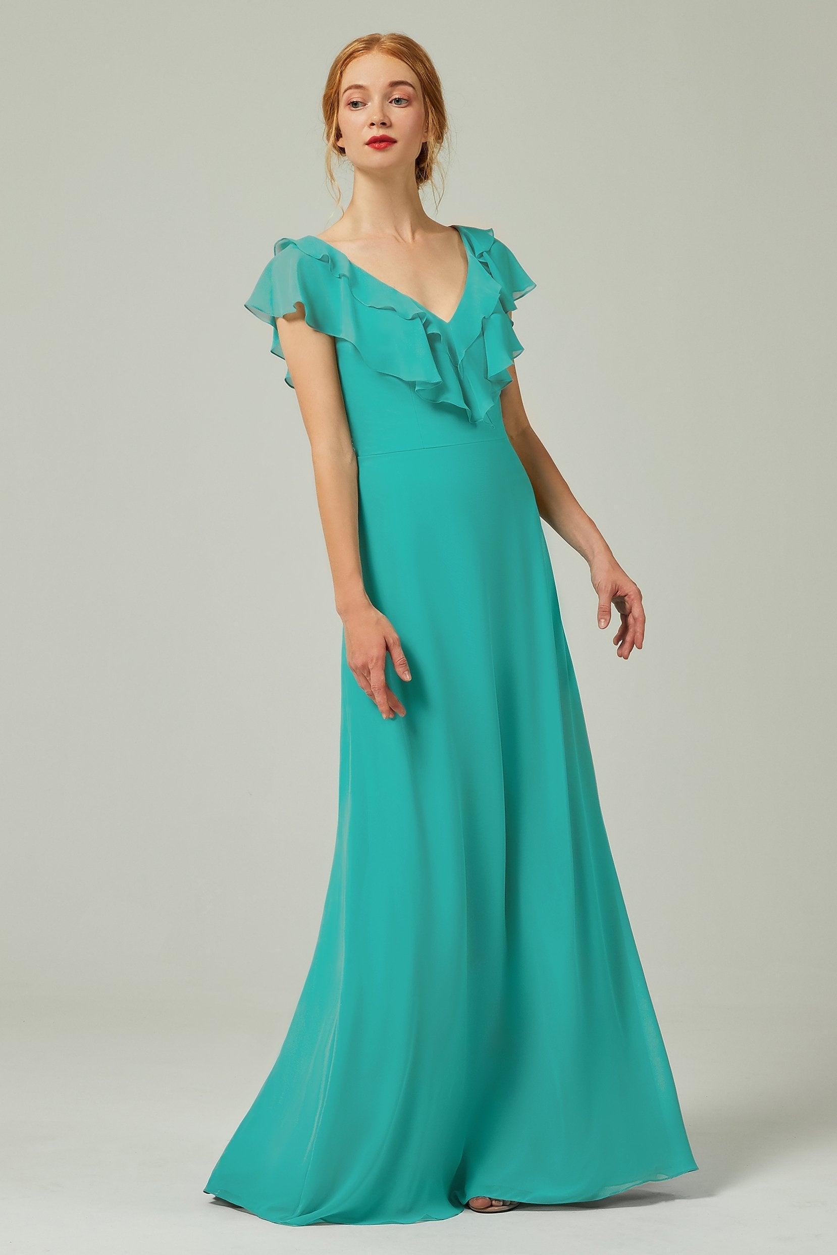 A-Line Floor Length Chiffon Bridesmaid Dress CB0323 - COCOMELODY