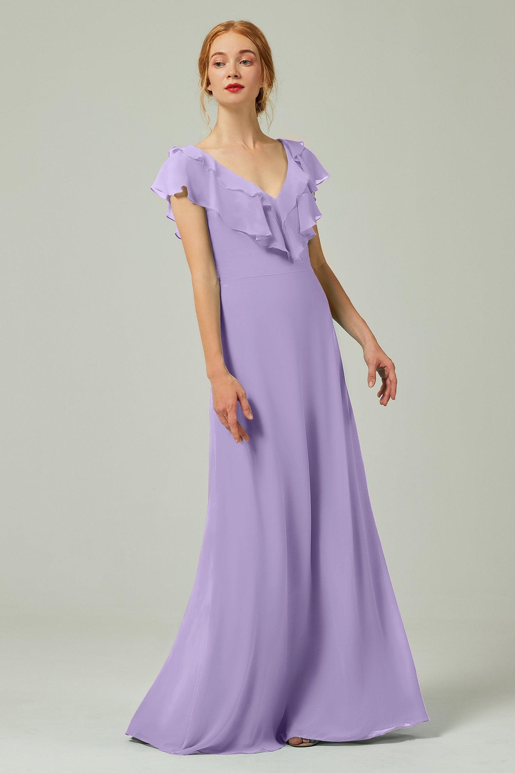 A-Line Floor Length Chiffon Bridesmaid Dress CB0323 - COCOMELODY