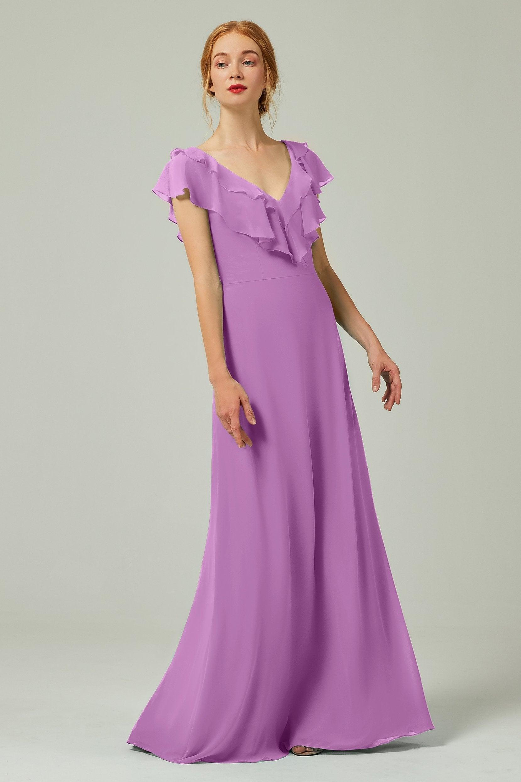 A-Line Floor Length Chiffon Bridesmaid Dress CB0323 - COCOMELODY