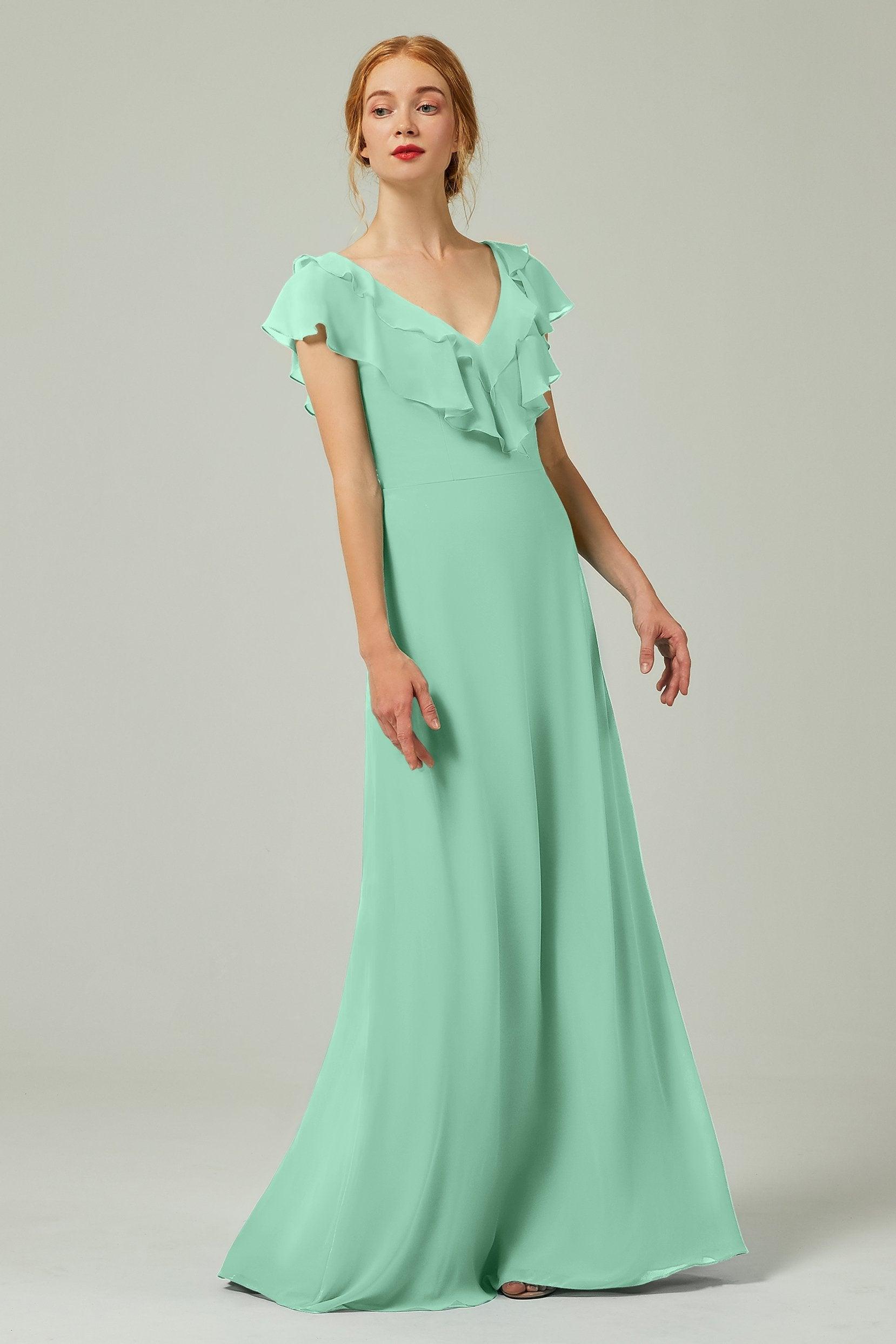 A-Line Floor Length Chiffon Bridesmaid Dress CB0323 - COCOMELODY