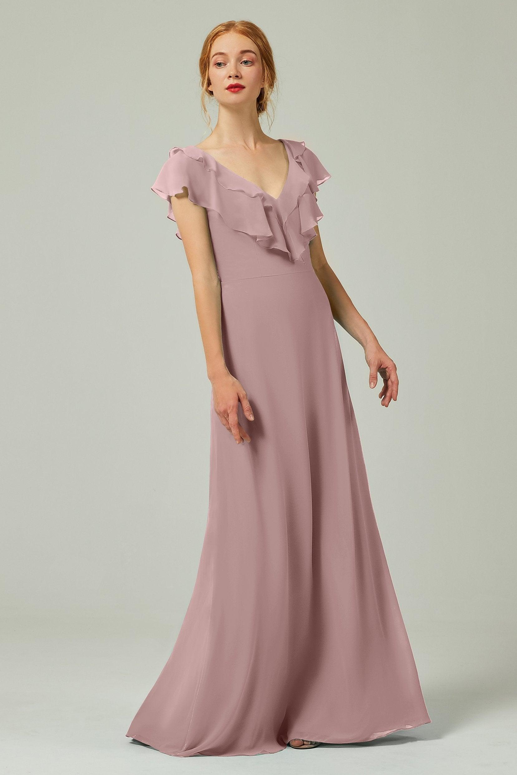 A-Line Floor Length Chiffon Bridesmaid Dress CB0323 - COCOMELODY