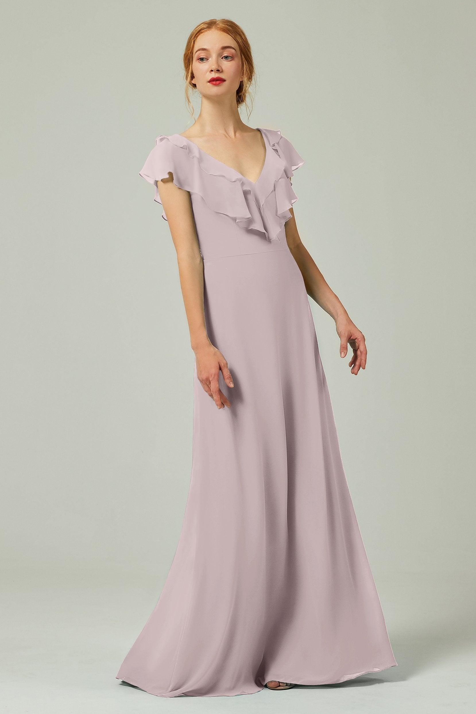 A-Line Floor Length Chiffon Bridesmaid Dress CB0323 - COCOMELODY