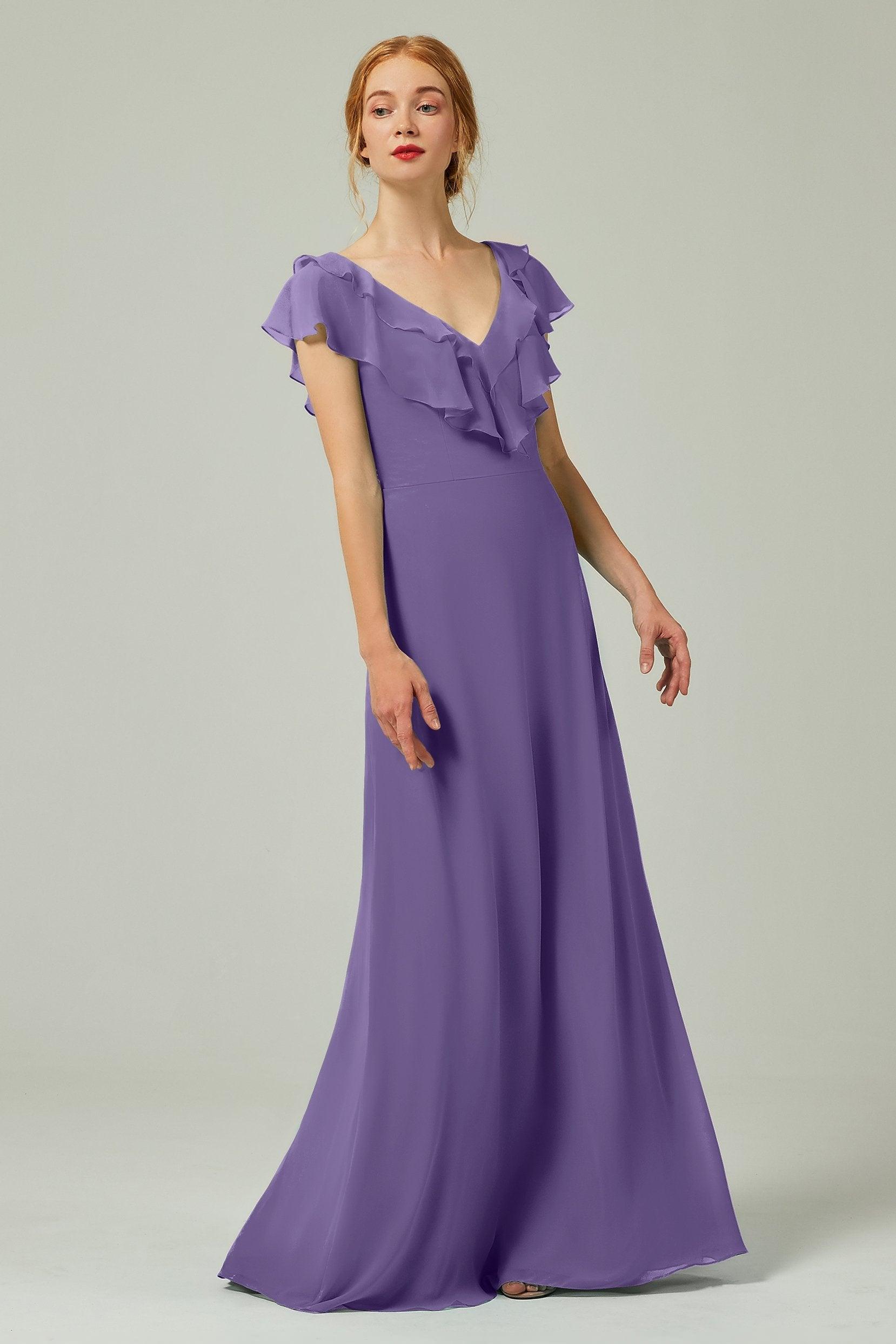 A-Line Floor Length Chiffon Bridesmaid Dress CB0323 - COCOMELODY
