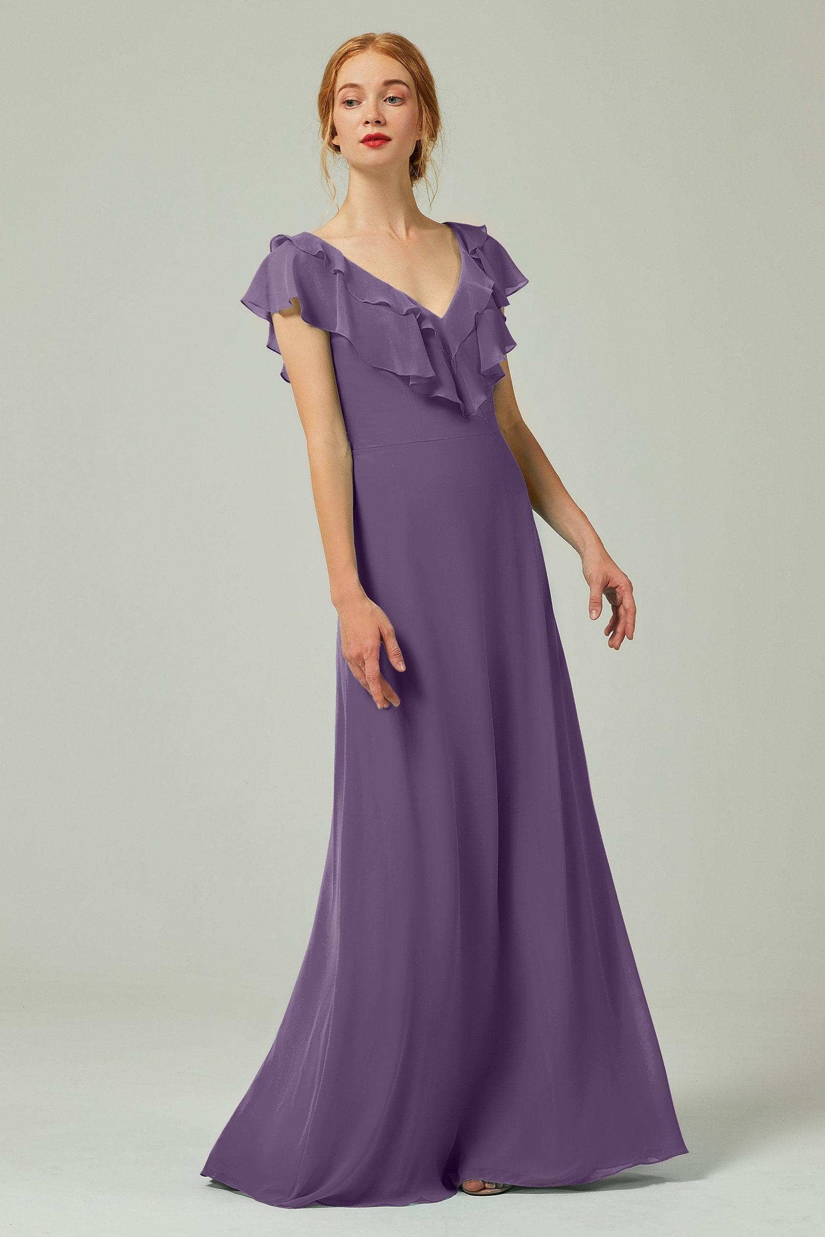 A-Line Floor Length Chiffon Bridesmaid Dress CB0323 - COCOMELODY