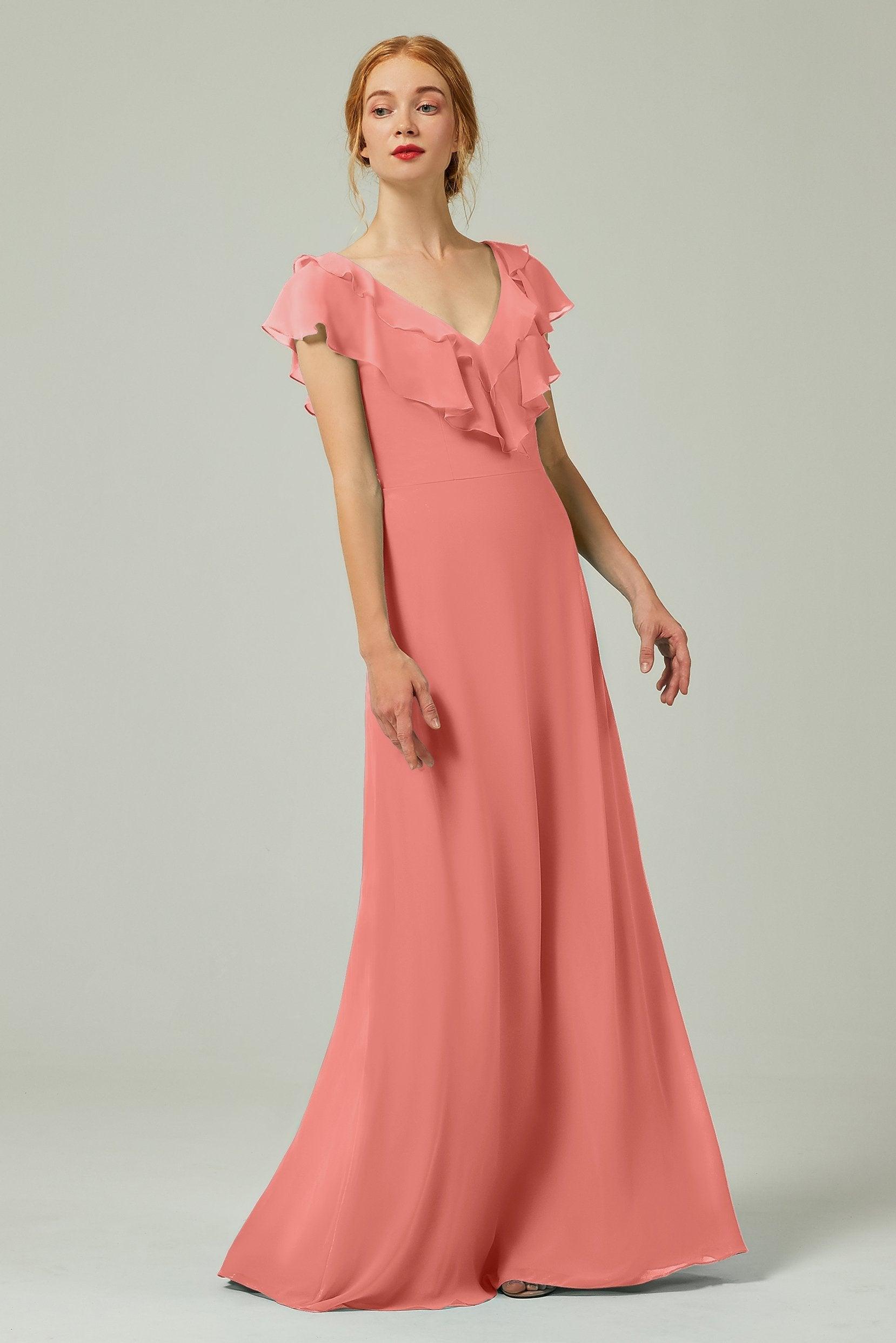 A-Line Floor Length Chiffon Bridesmaid Dress CB0323 - COCOMELODY