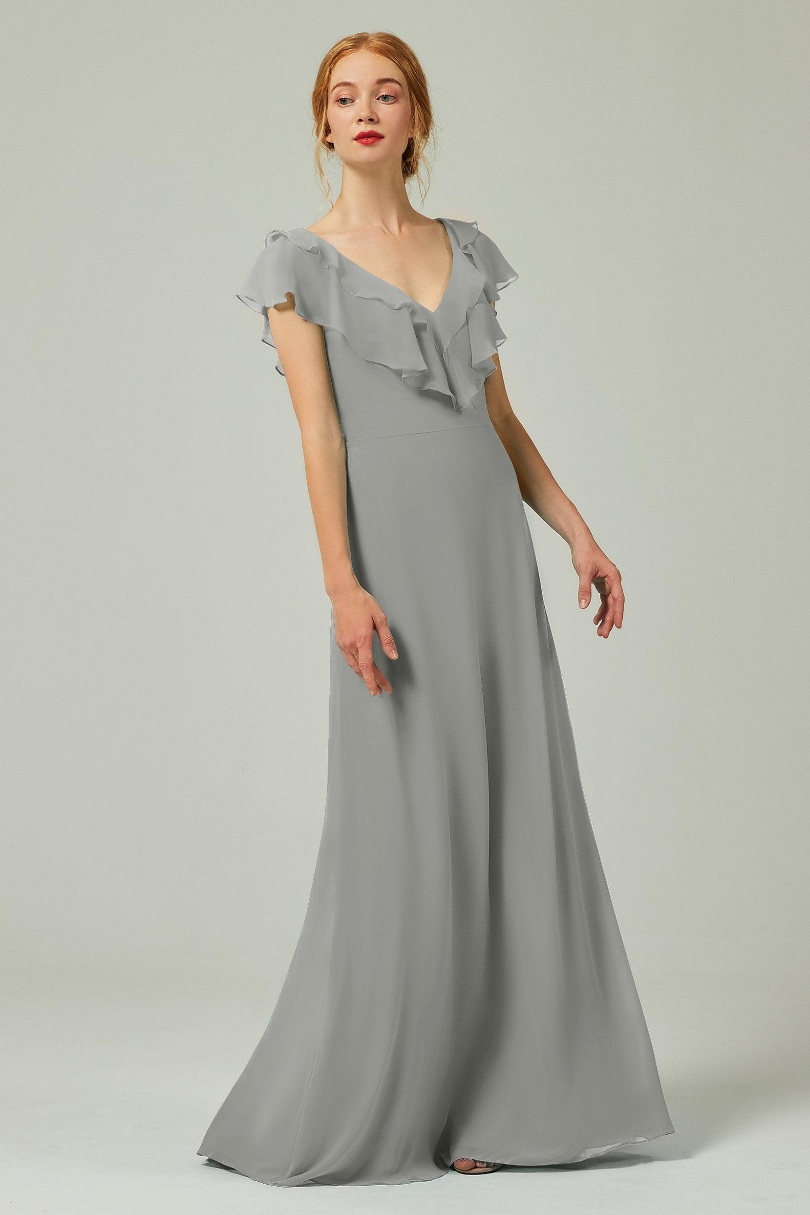 A-Line Floor Length Chiffon Bridesmaid Dress CB0323 - COCOMELODY