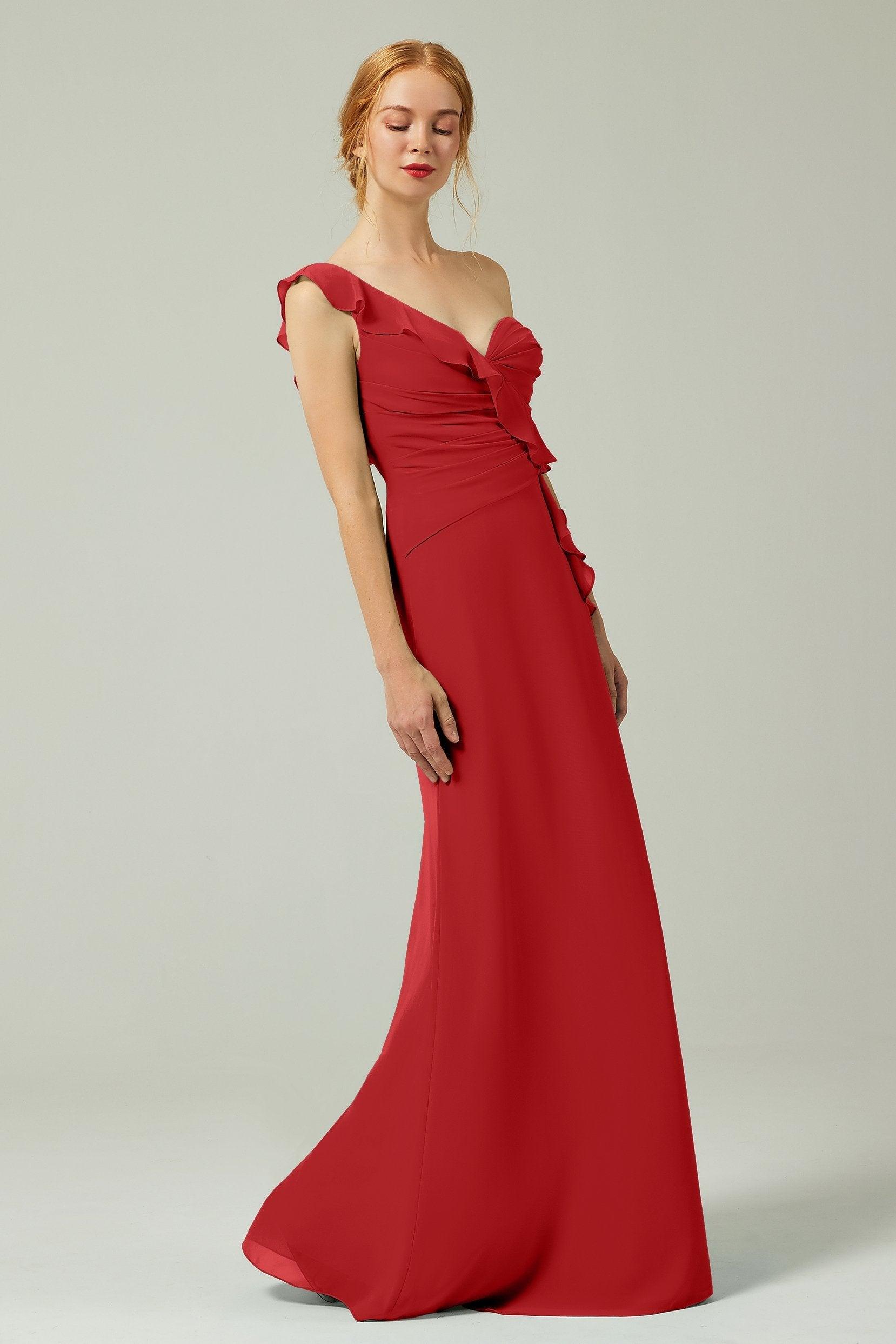 Sheath-Column Floor Length Chiffon Bridesmaid Dress CB0324 - COCOMELODY