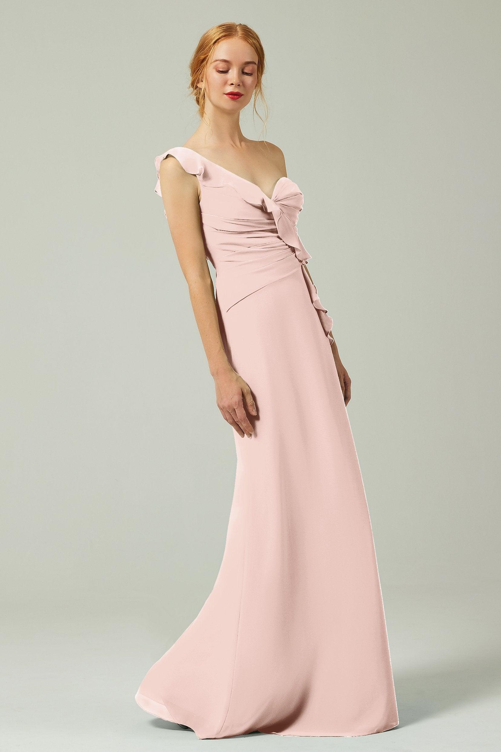 Sheath-Column Floor Length Chiffon Bridesmaid Dress CB0324 - COCOMELODY
