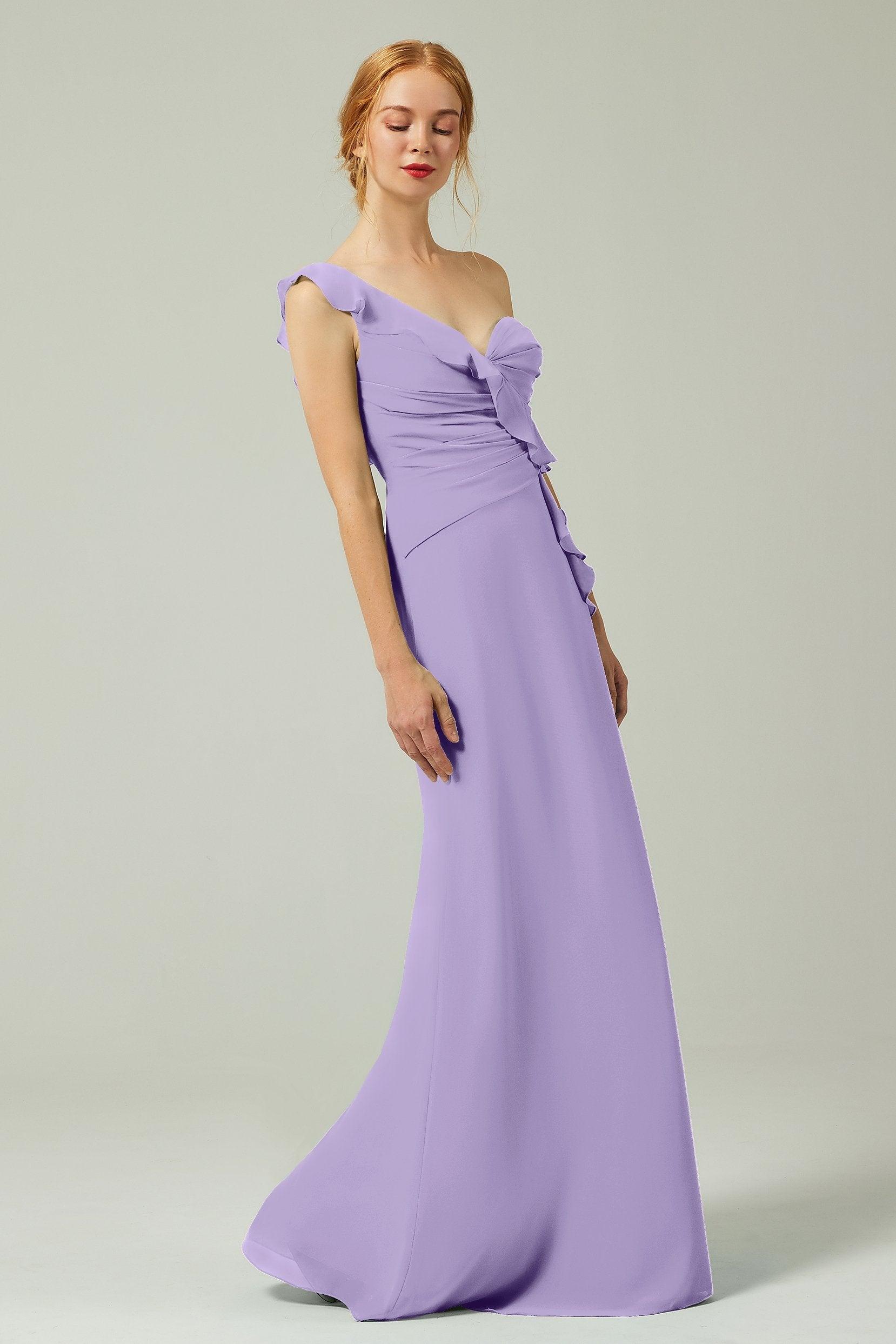 Sheath-Column Floor Length Chiffon Bridesmaid Dress CB0324 - COCOMELODY