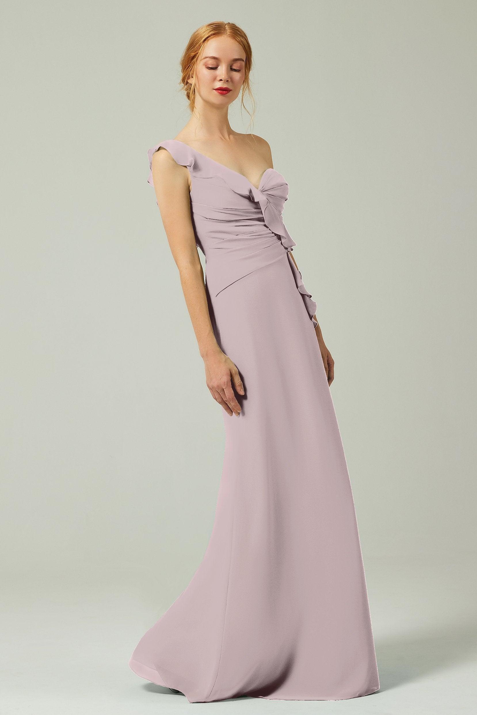 Sheath-Column Floor Length Chiffon Bridesmaid Dress CB0324 - COCOMELODY