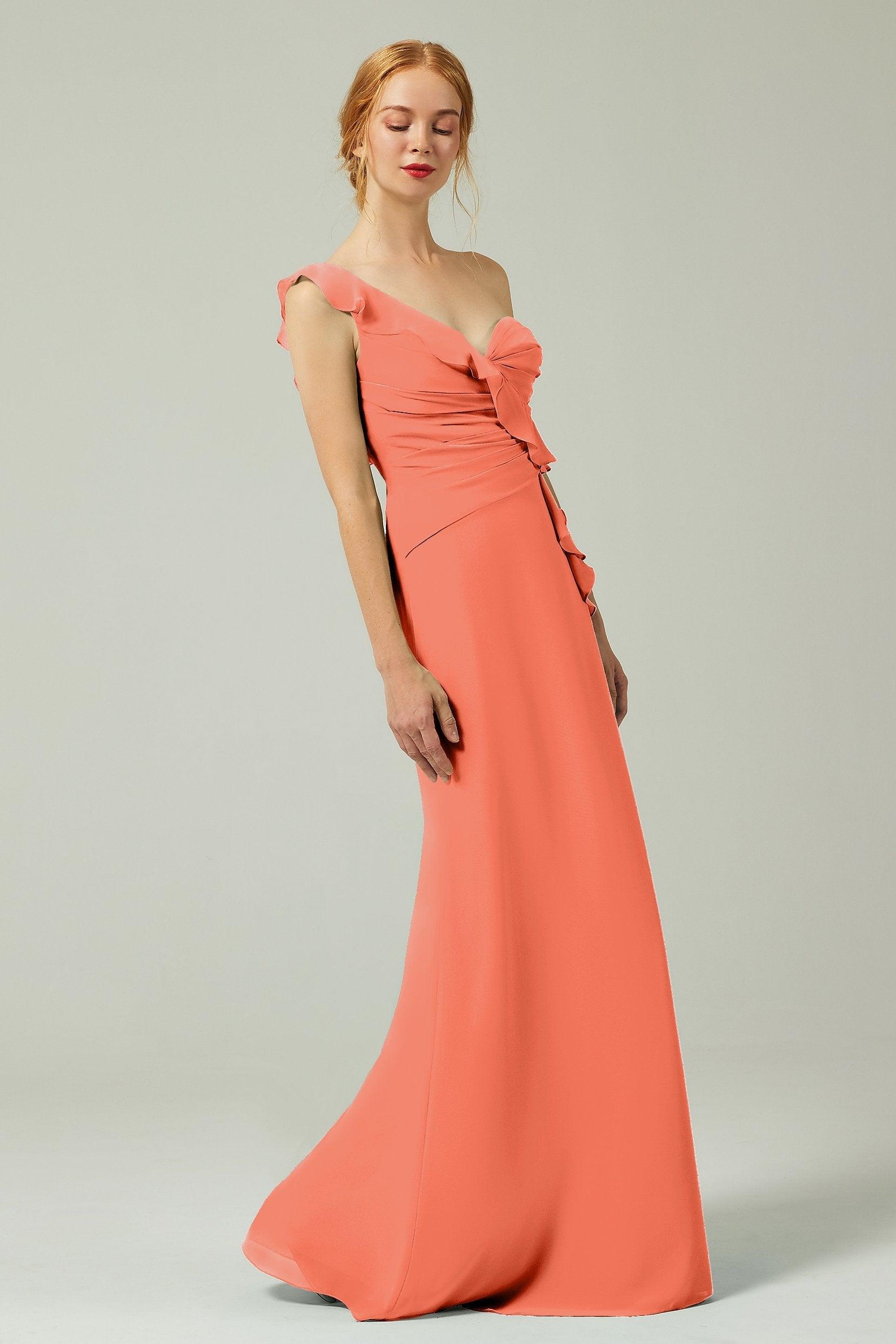 Sheath-Column Floor Length Chiffon Bridesmaid Dress CB0324 - COCOMELODY