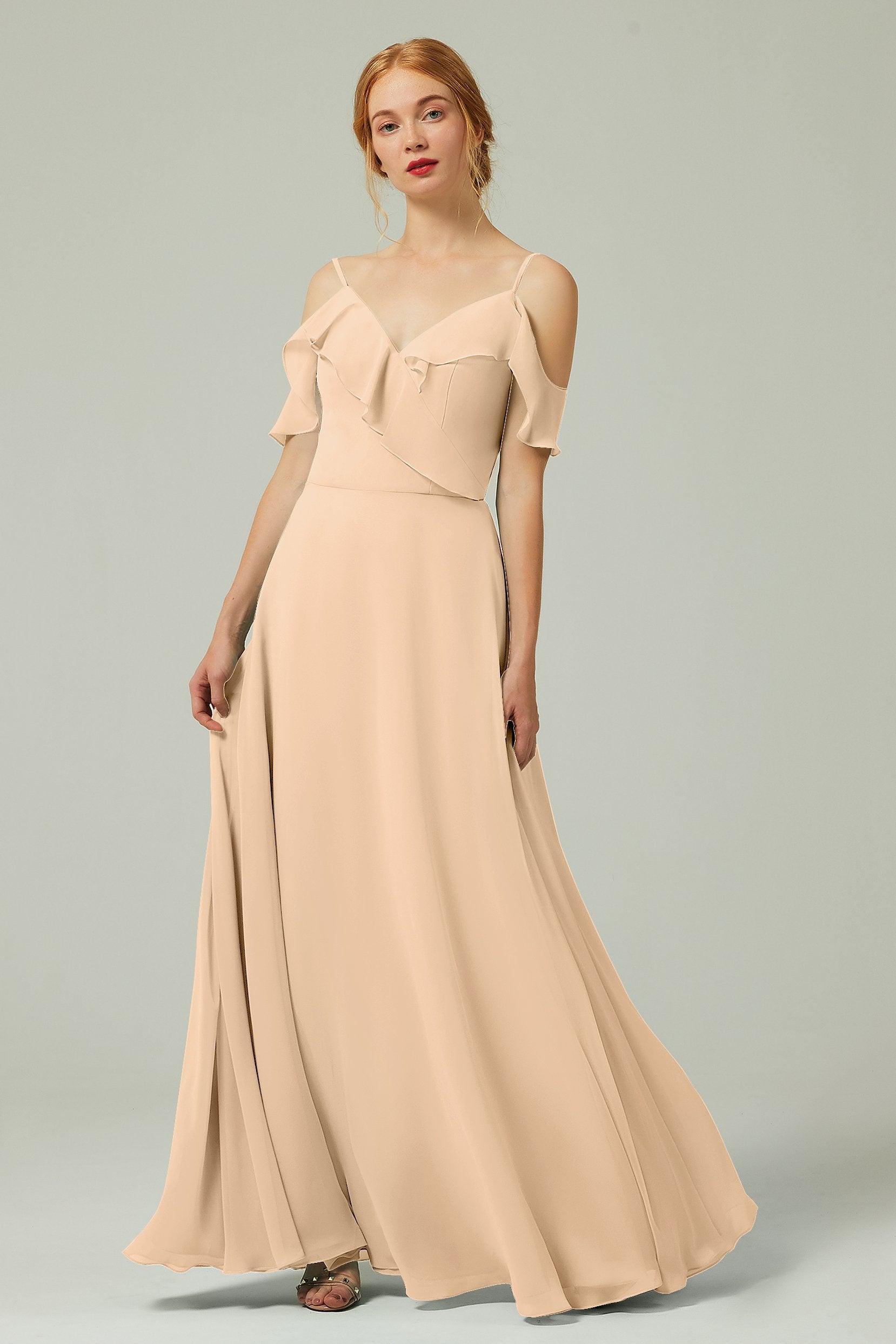 A-Line Floor Length Chiffon Bridesmaid Dress CB0326 - COCOMELODY