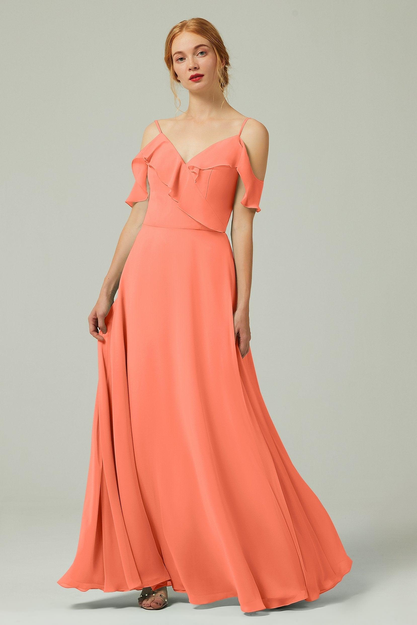 A-Line Floor Length Chiffon Bridesmaid Dress CB0326 - COCOMELODY