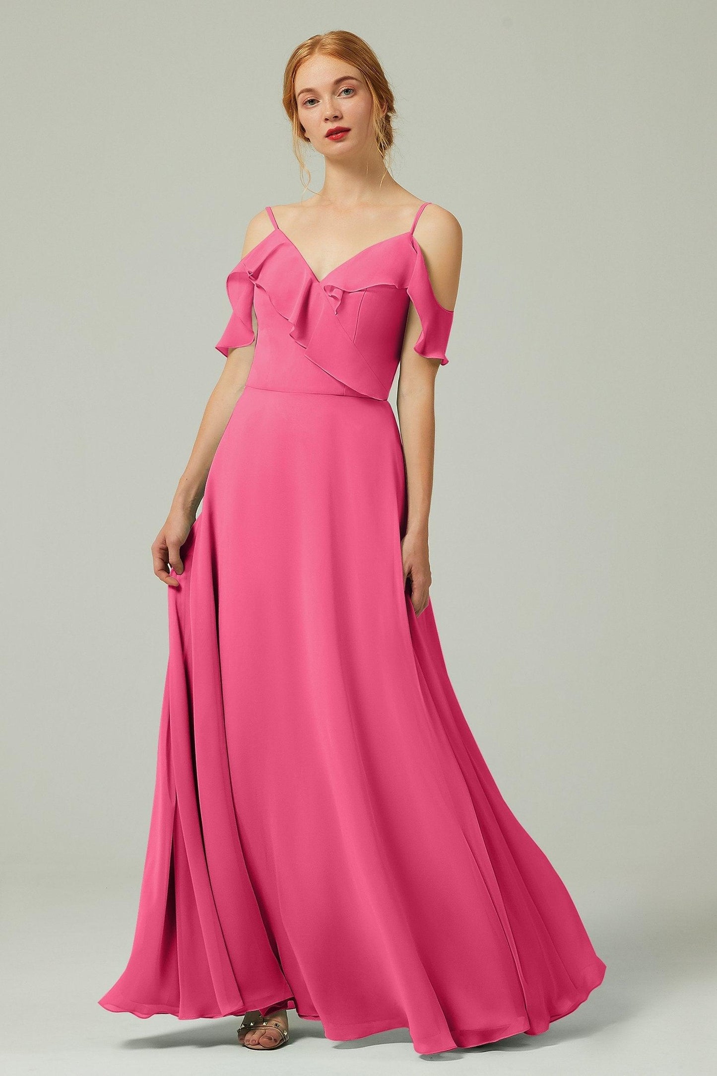 A-Line Floor Length Chiffon Bridesmaid Dress CB0326 - COCOMELODY