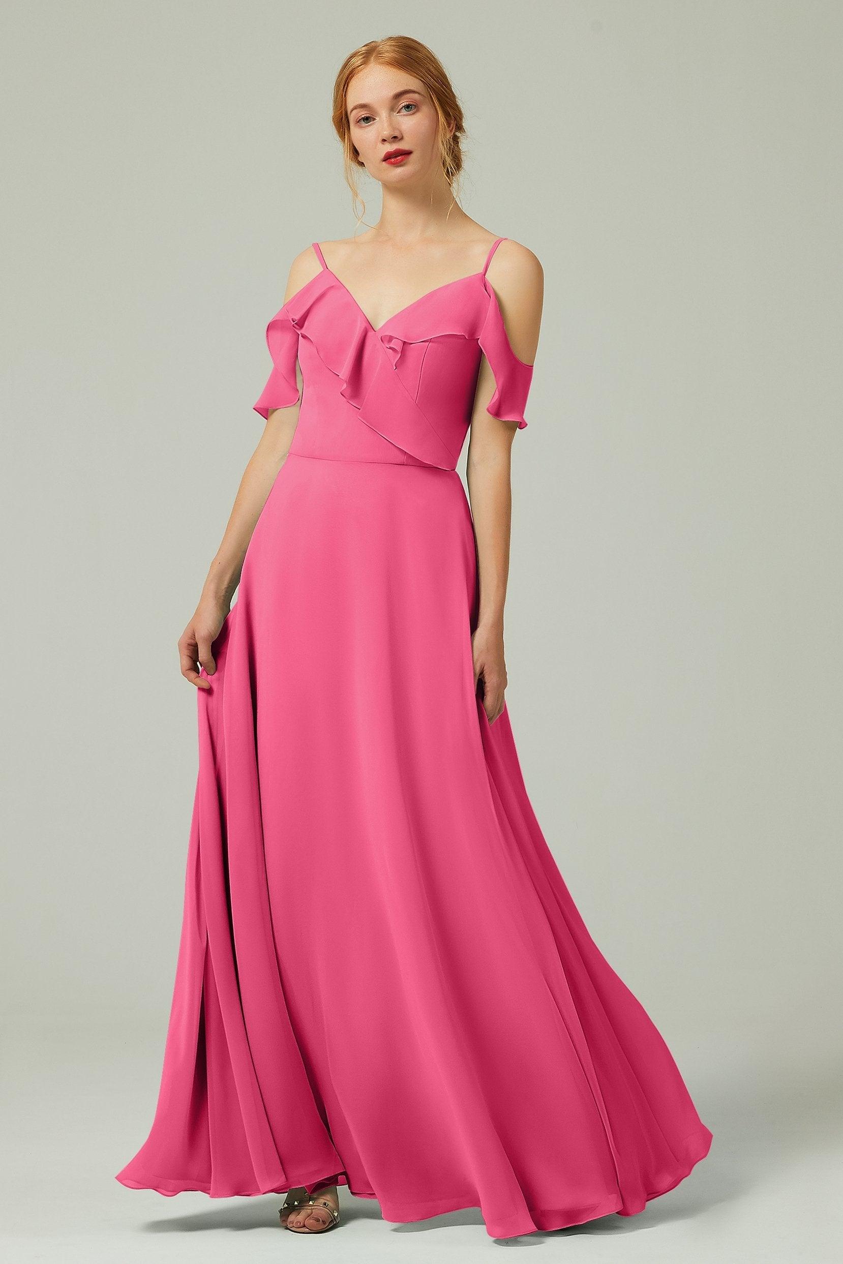 A-Line Floor Length Chiffon Bridesmaid Dress CB0326 - COCOMELODY