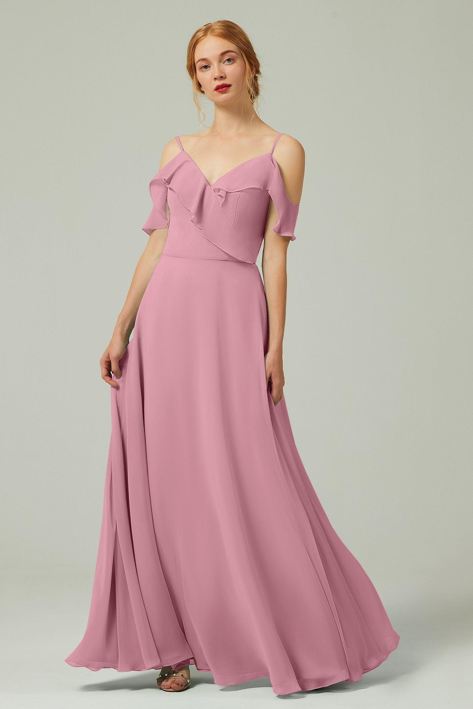 A-Line Floor Length Chiffon Bridesmaid Dress CB0326 - COCOMELODY