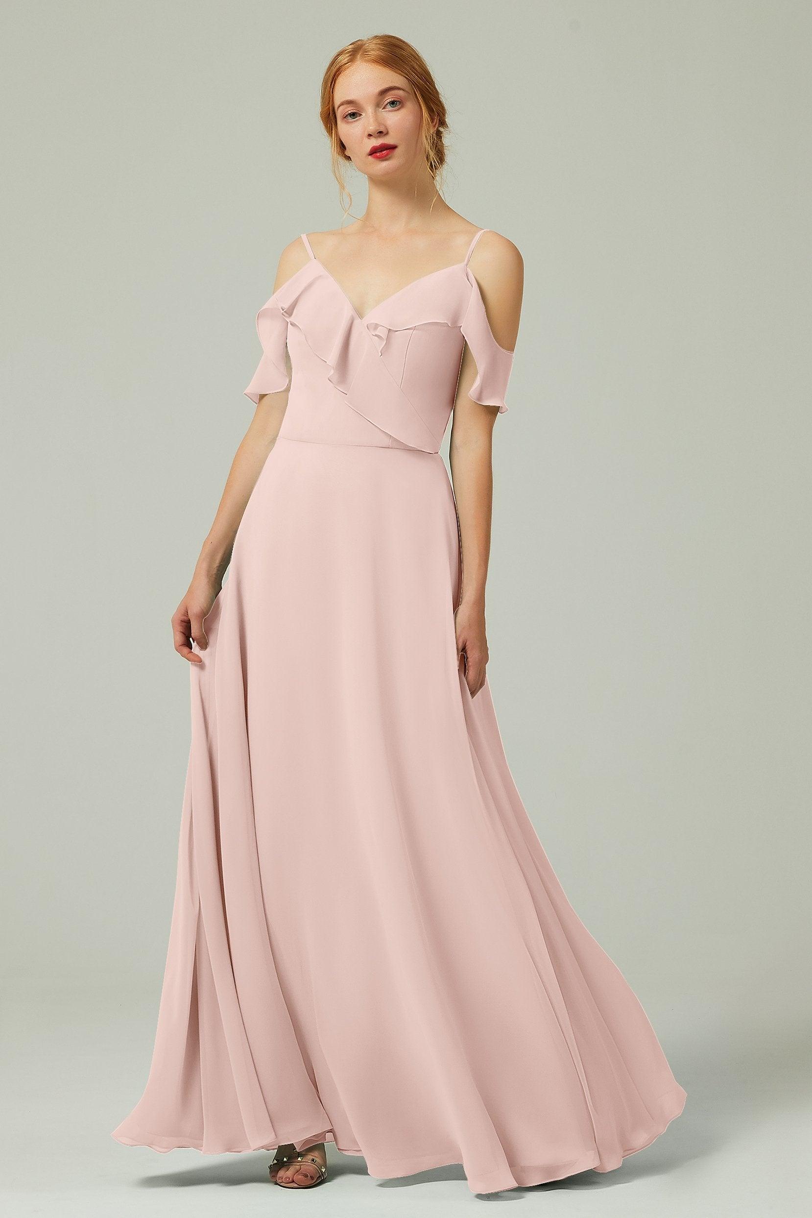 A-Line Floor Length Chiffon Bridesmaid Dress CB0326 - COCOMELODY