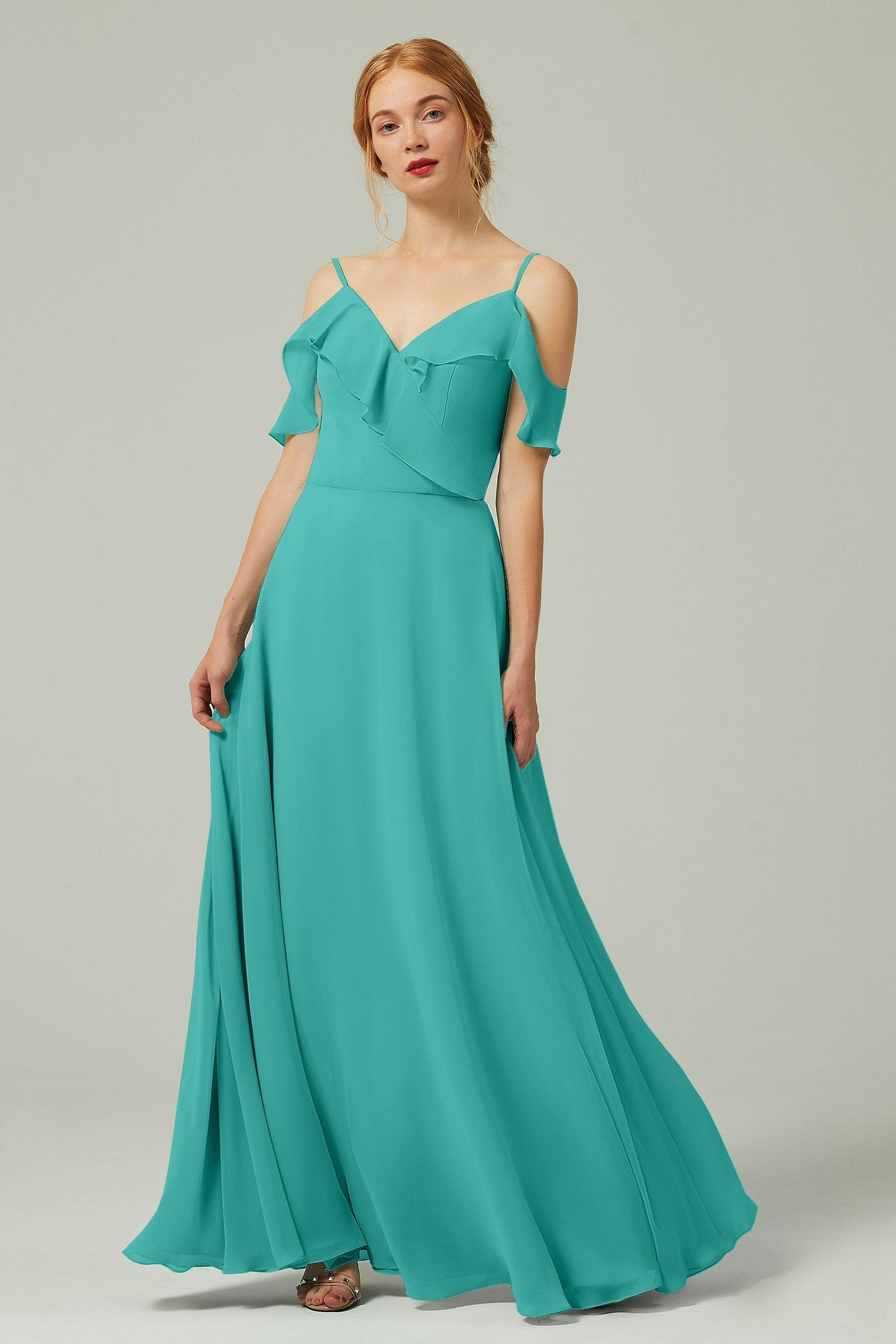 A-Line Floor Length Chiffon Bridesmaid Dress CB0326 - COCOMELODY