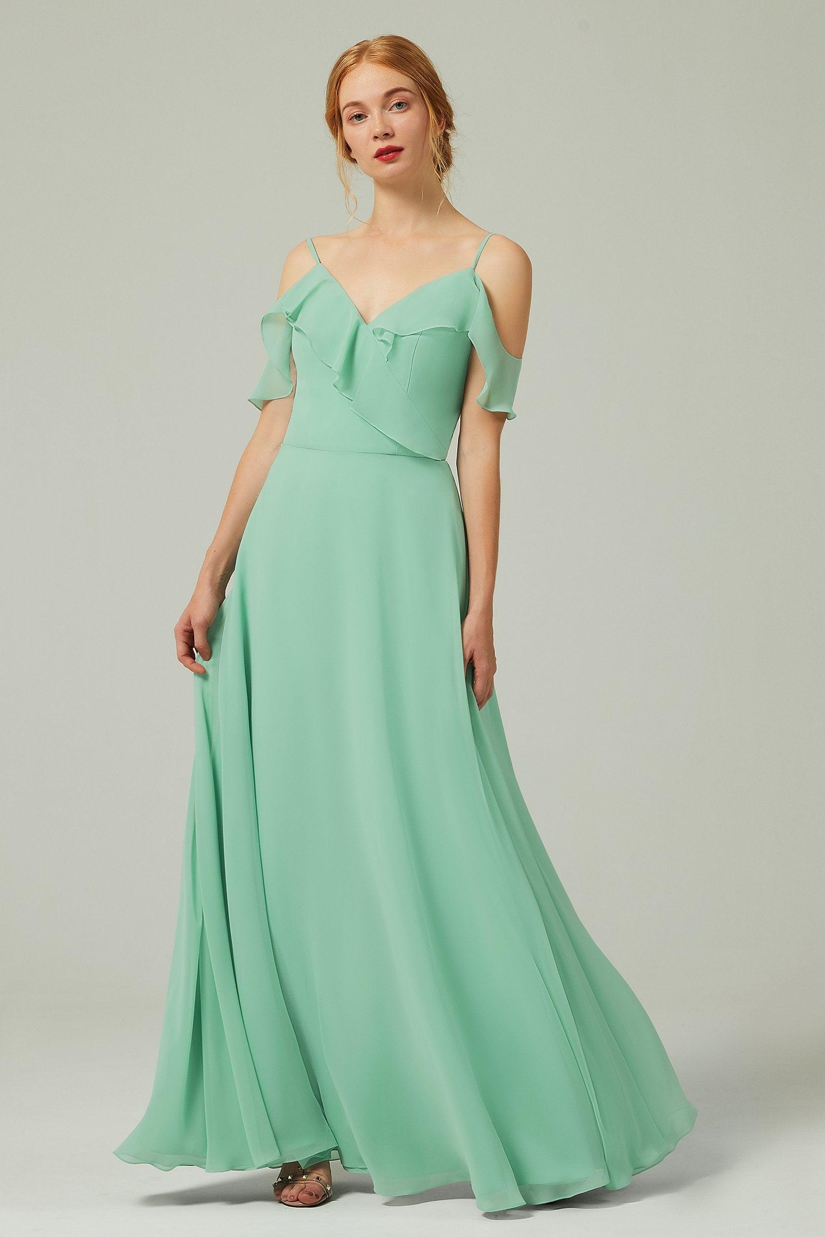 A-Line Floor Length Chiffon Bridesmaid Dress CB0326 - COCOMELODY