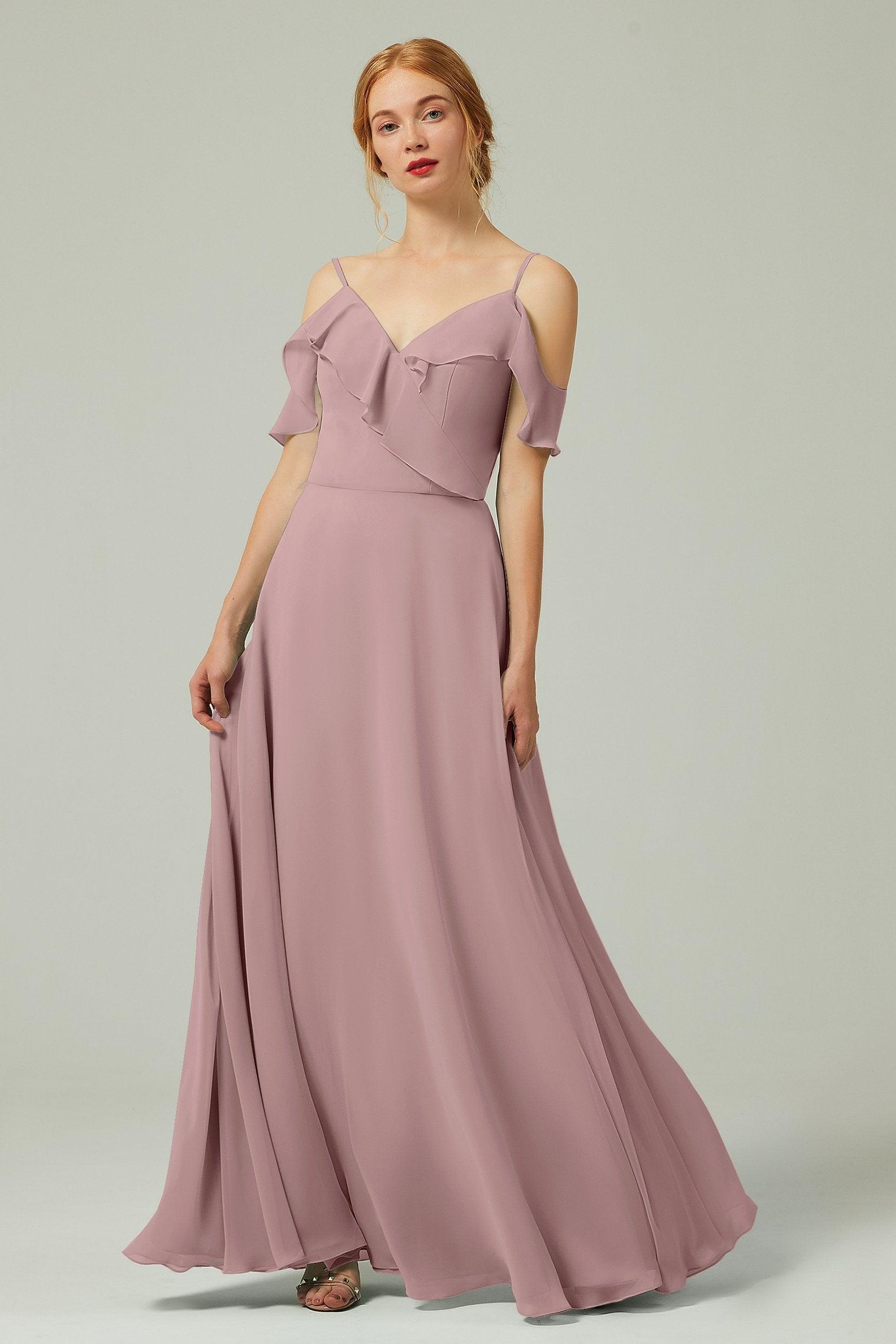 A-Line Floor Length Chiffon Bridesmaid Dress CB0326 - COCOMELODY
