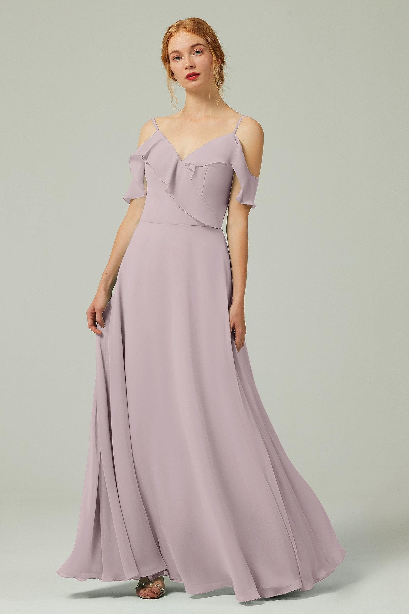 A-Line Floor Length Chiffon Bridesmaid Dress CB0326 - COCOMELODY