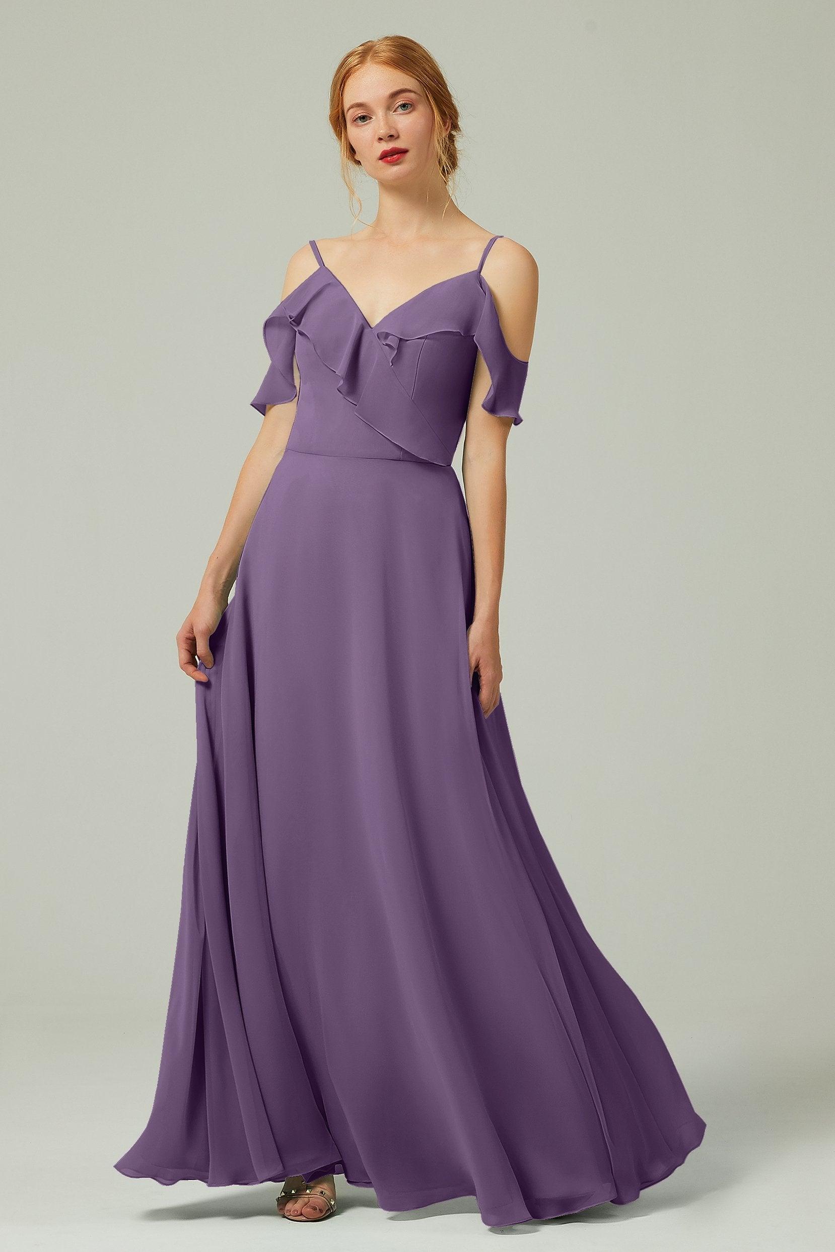 A-Line Floor Length Chiffon Bridesmaid Dress CB0326 - COCOMELODY