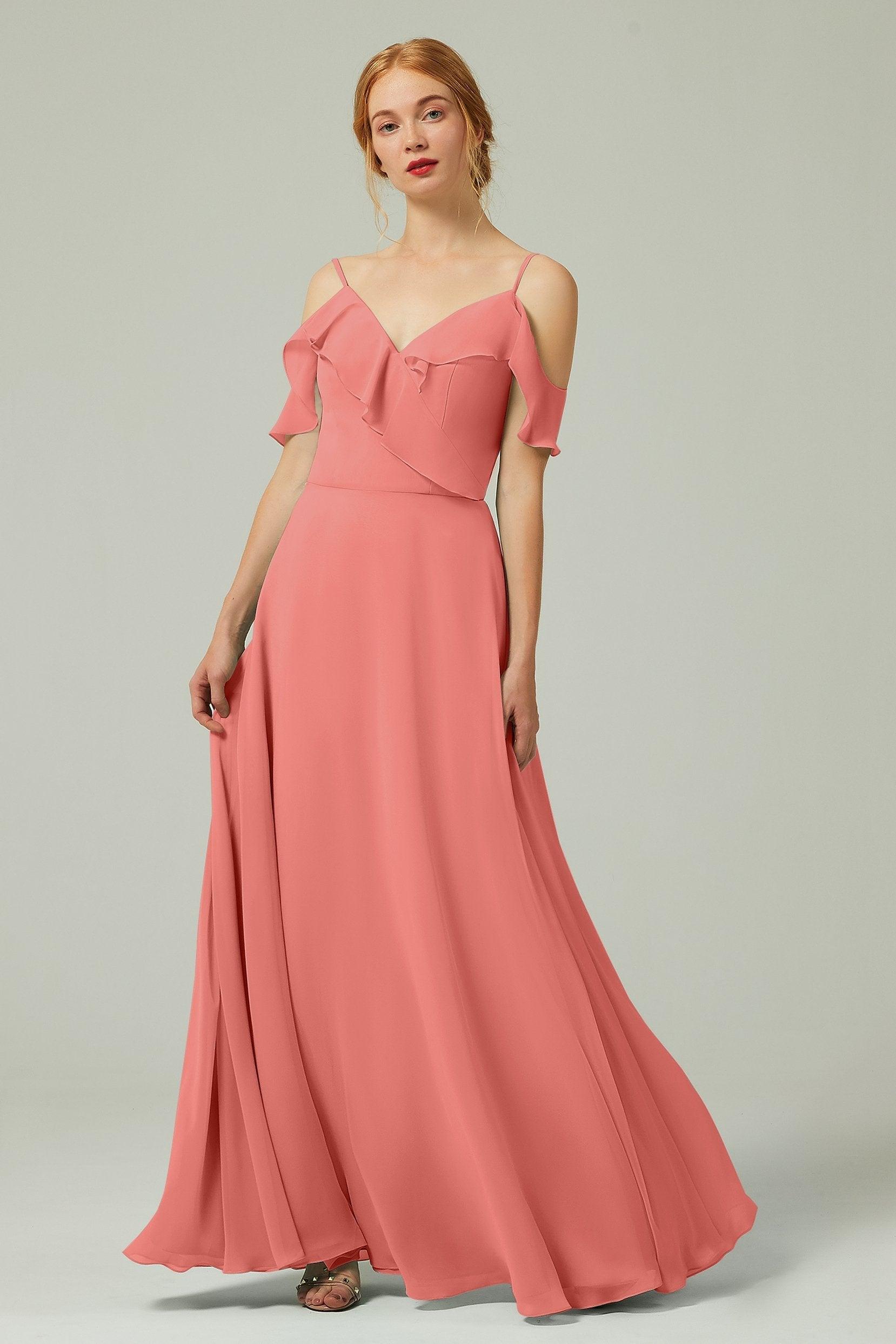 A-Line Floor Length Chiffon Bridesmaid Dress CB0326 - COCOMELODY