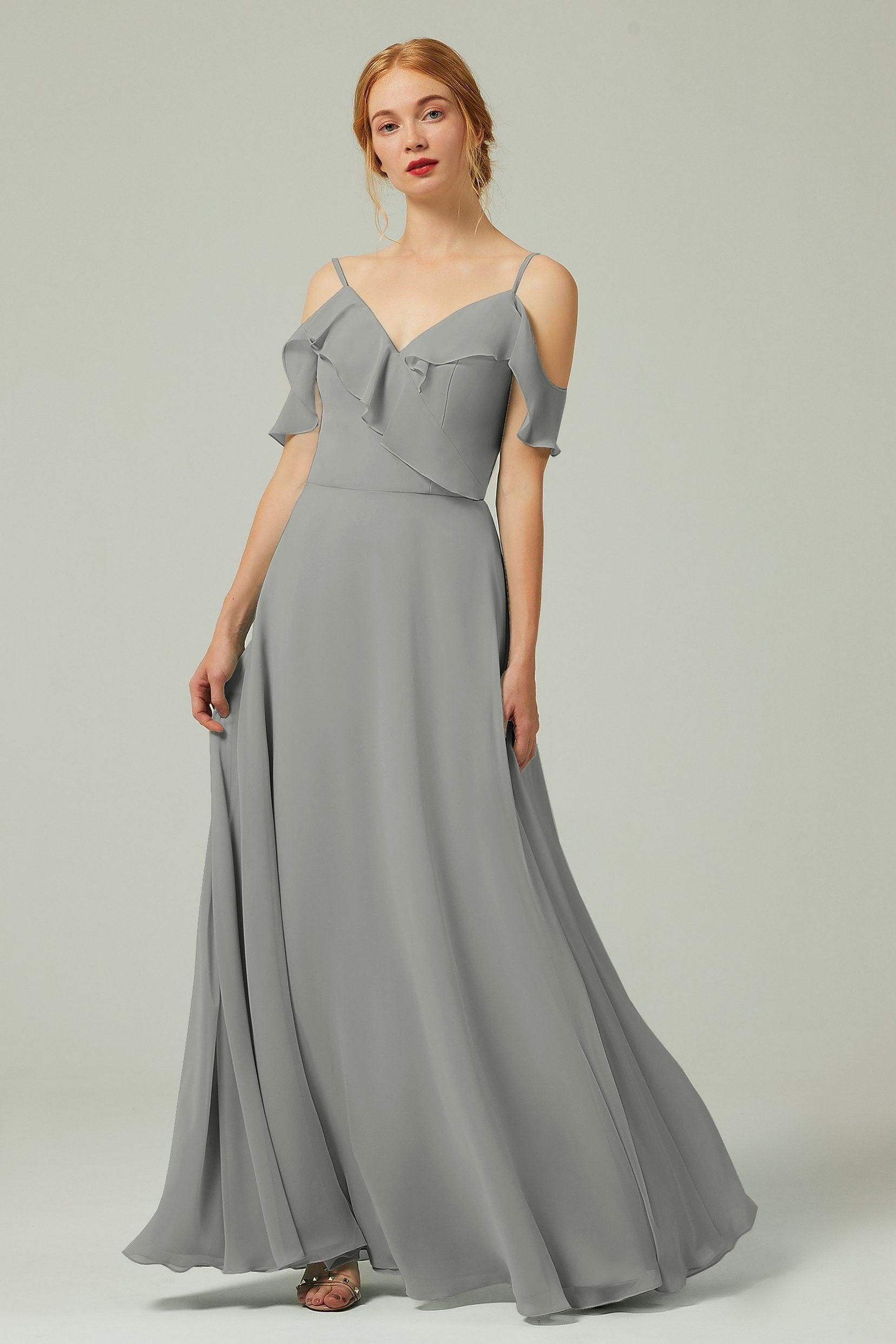 A-Line Floor Length Chiffon Bridesmaid Dress CB0326 - COCOMELODY