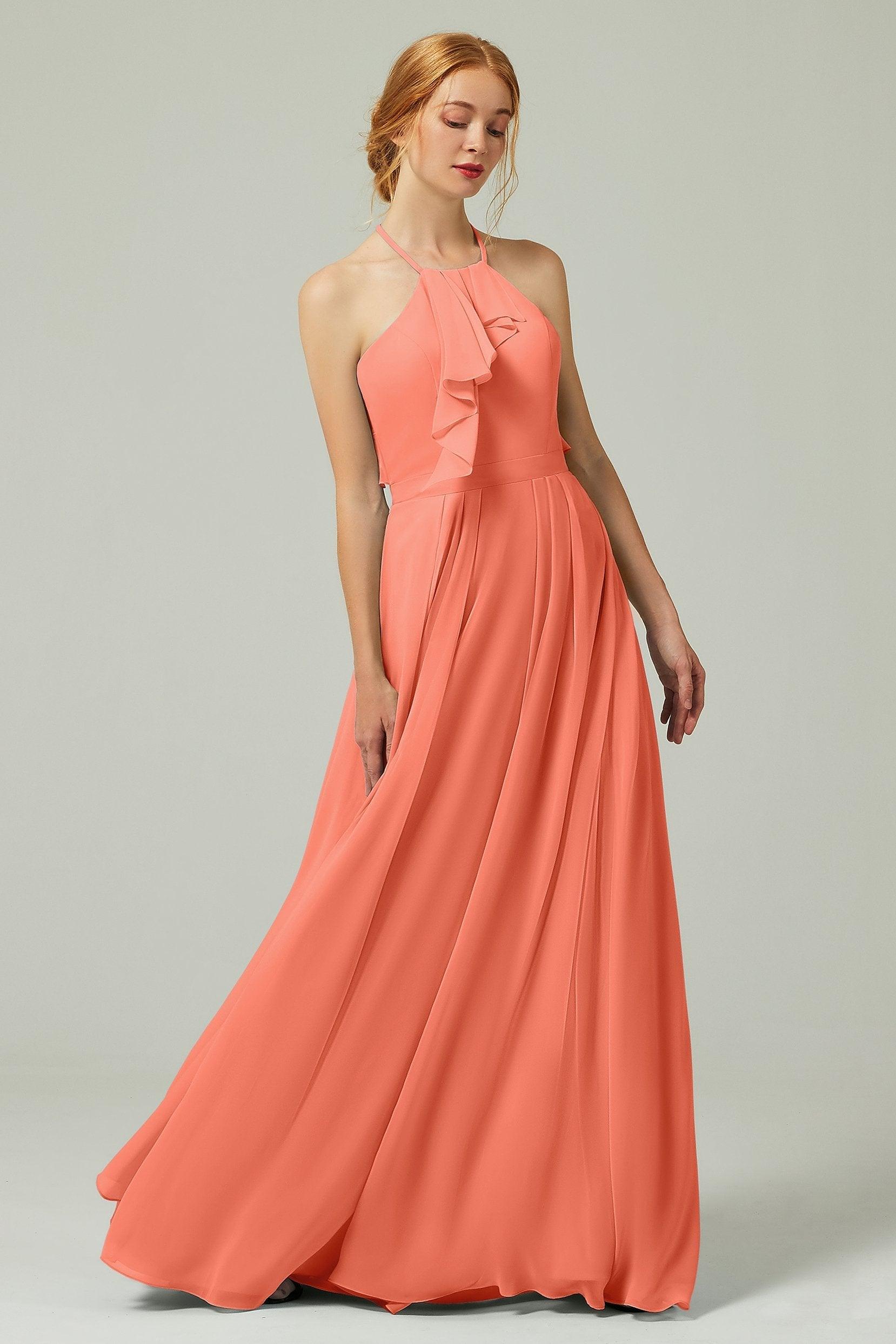 A-Line Floor Length Chiffon Bridesmaid Dress CB0328 - COCOMELODY