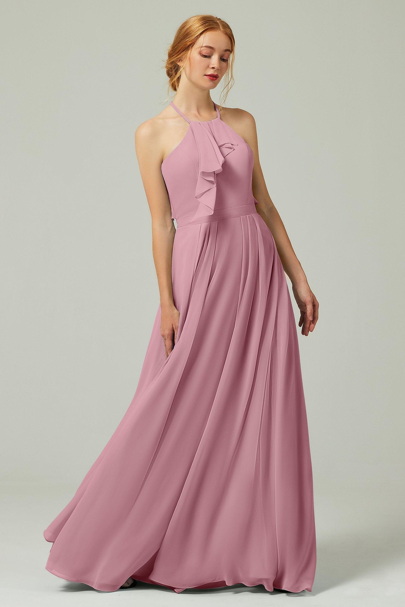 A-Line Floor Length Chiffon Bridesmaid Dress CB0328 - COCOMELODY