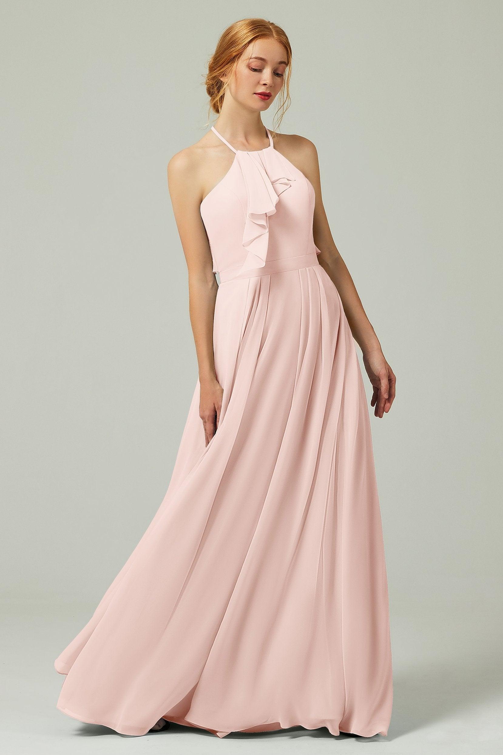 A-Line Floor Length Chiffon Bridesmaid Dress CB0328 - COCOMELODY