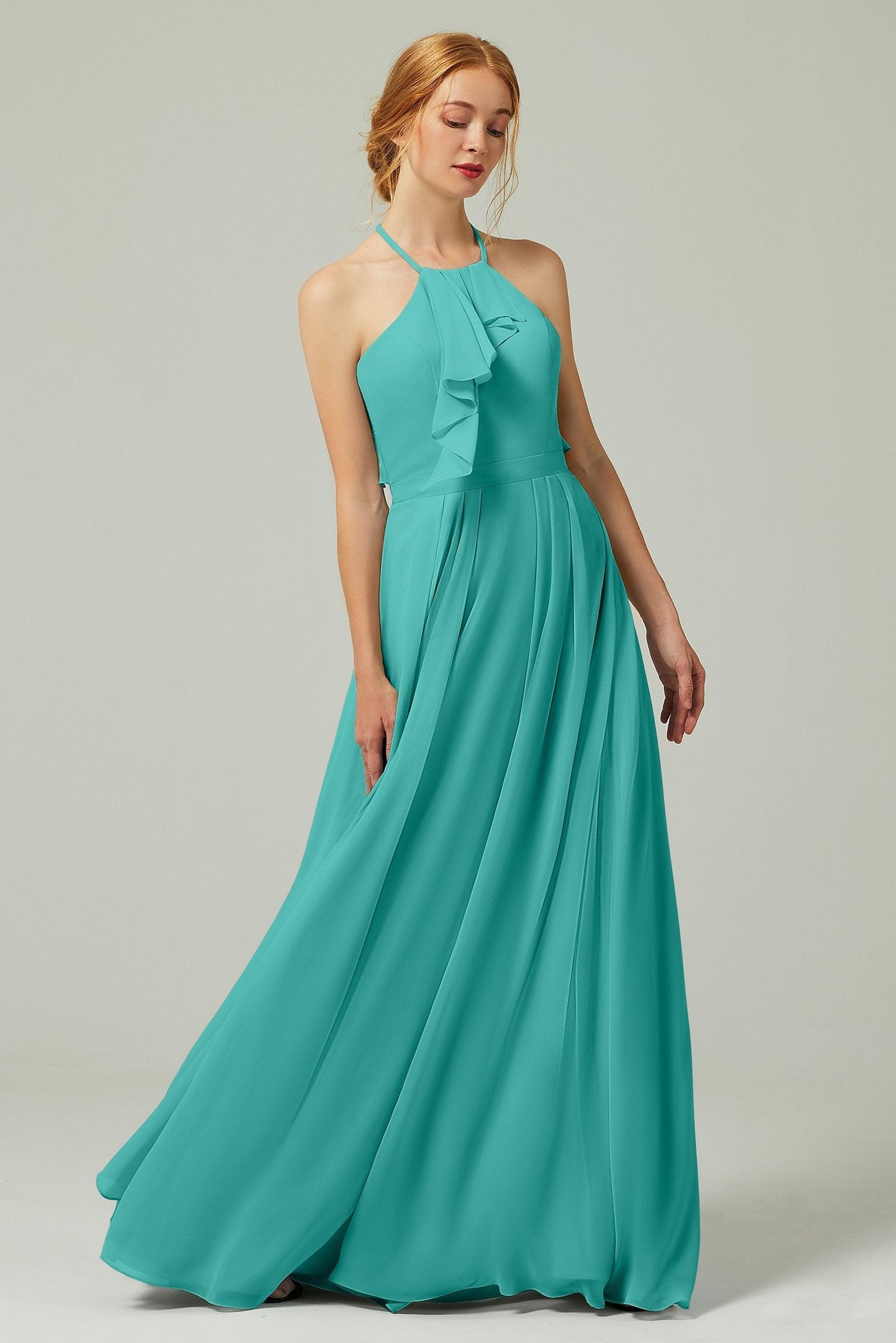 A-Line Floor Length Chiffon Bridesmaid Dress CB0328 - COCOMELODY