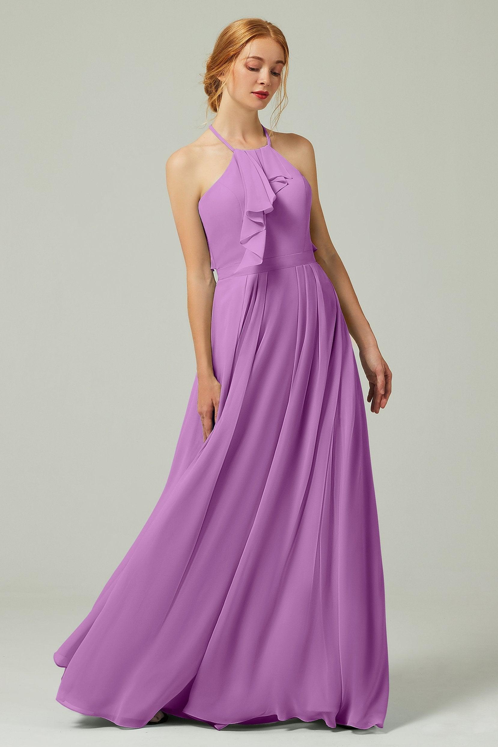 A-Line Floor Length Chiffon Bridesmaid Dress CB0328 - COCOMELODY