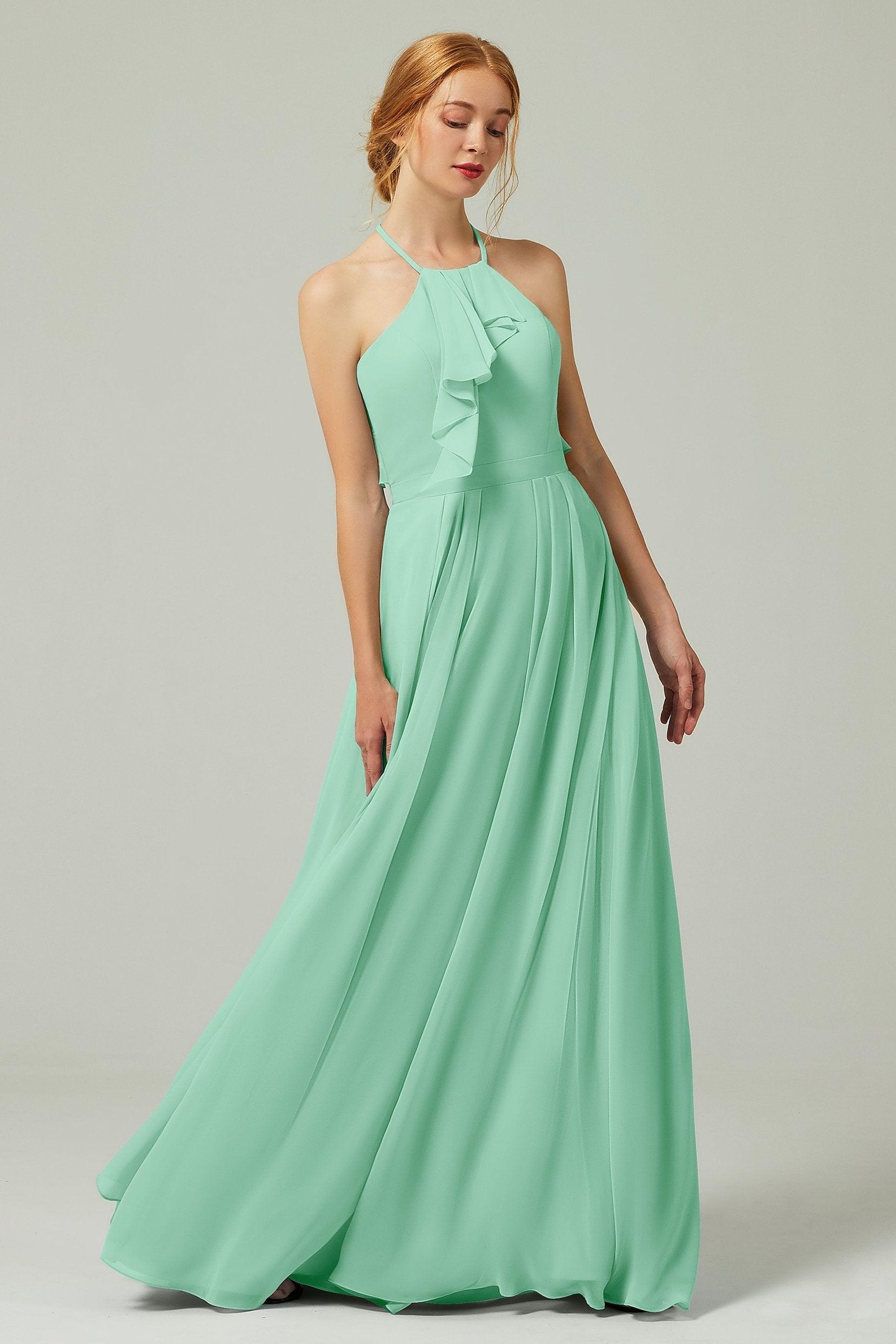A-Line Floor Length Chiffon Bridesmaid Dress CB0328 - COCOMELODY