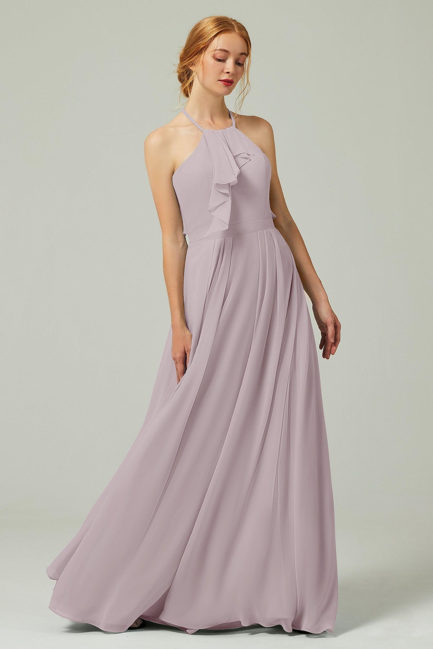 A-Line Floor Length Chiffon Bridesmaid Dress CB0328 - COCOMELODY
