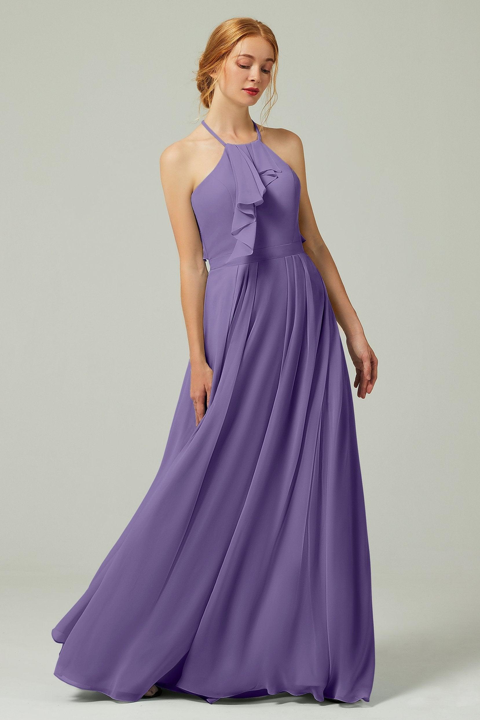 A-Line Floor Length Chiffon Bridesmaid Dress CB0328 - COCOMELODY