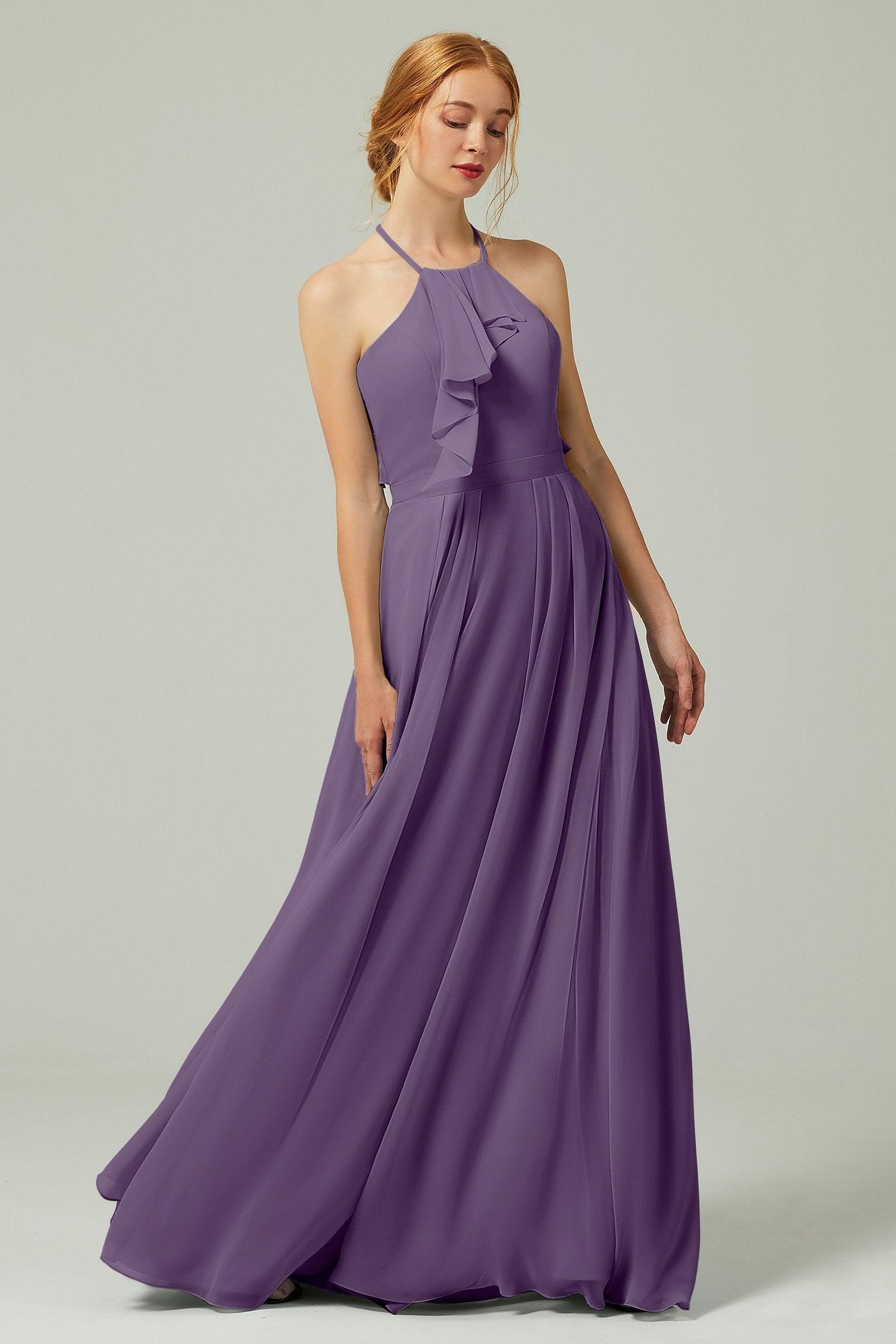 A-Line Floor Length Chiffon Bridesmaid Dress CB0328 - COCOMELODY