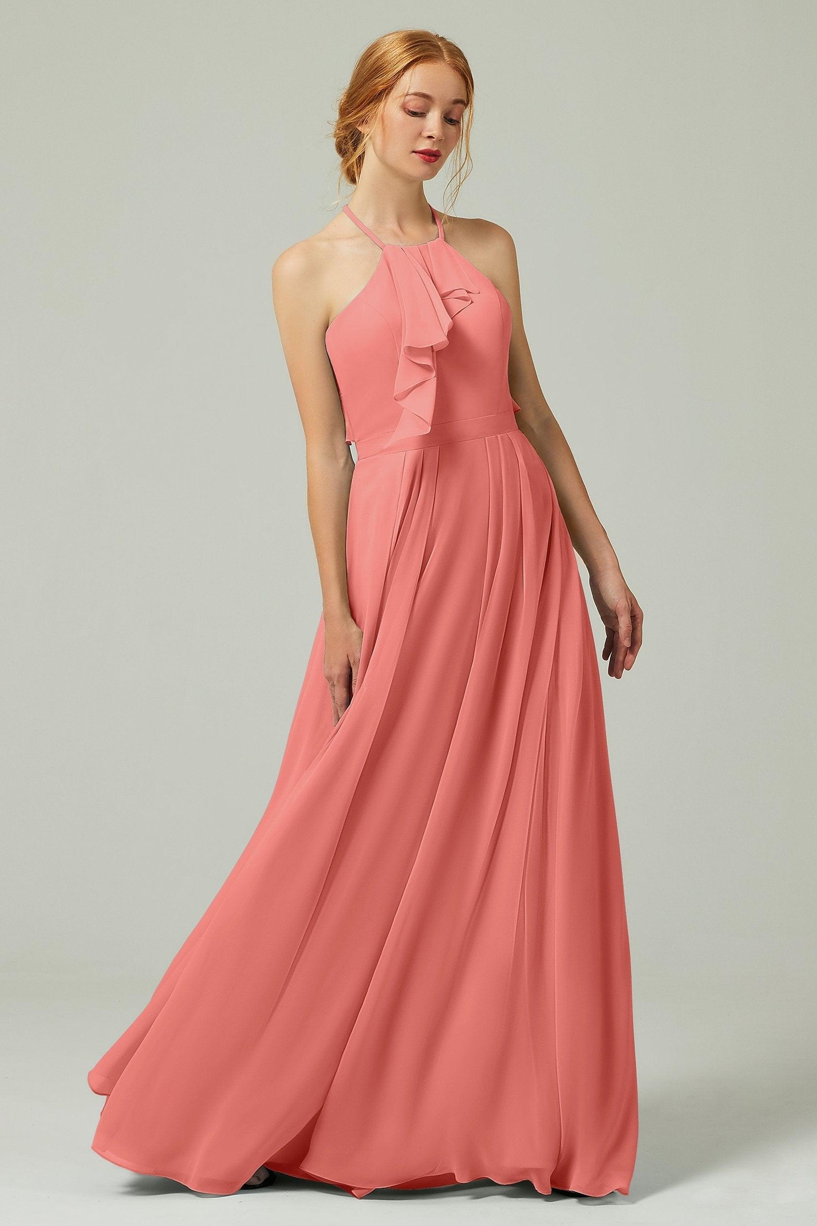 A-Line Floor Length Chiffon Bridesmaid Dress CB0328 - COCOMELODY