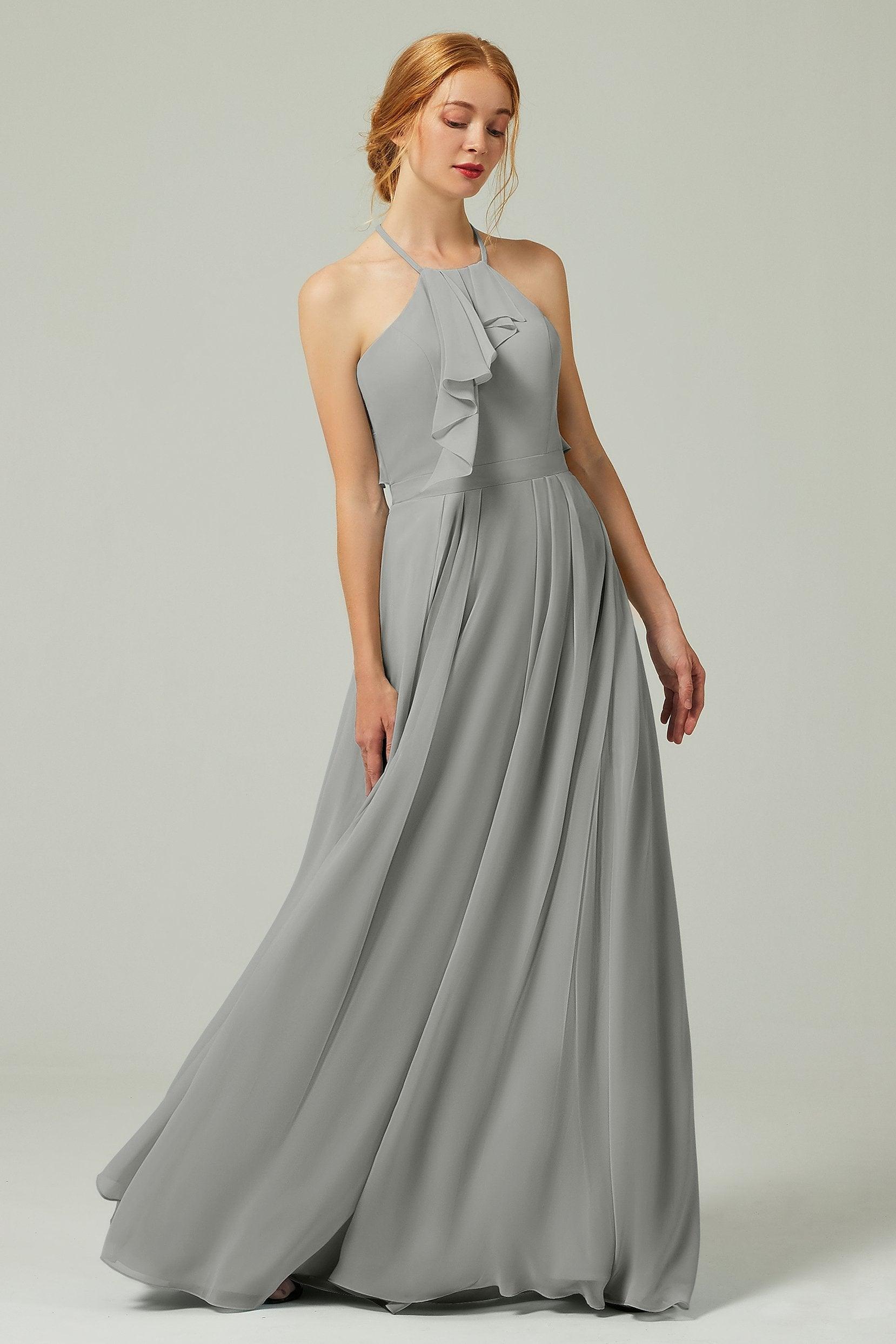 A-Line Floor Length Chiffon Bridesmaid Dress CB0328 - COCOMELODY