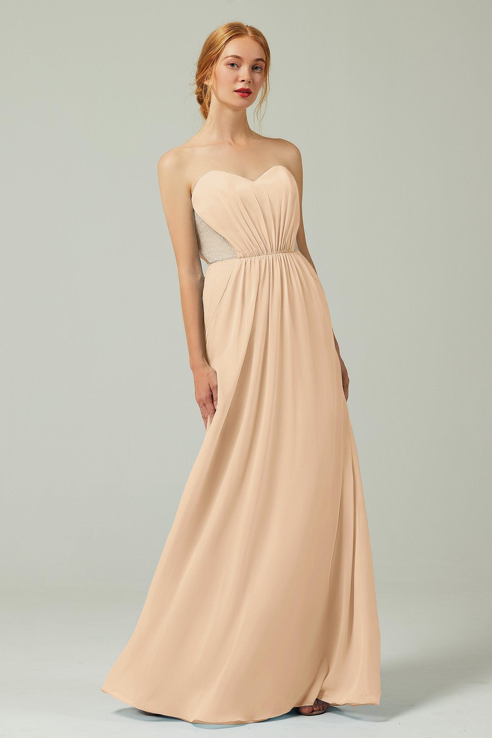 Sheath-Column Floor Length Chiffon Bridesmaid Dress CB0330 - COCOMELODY