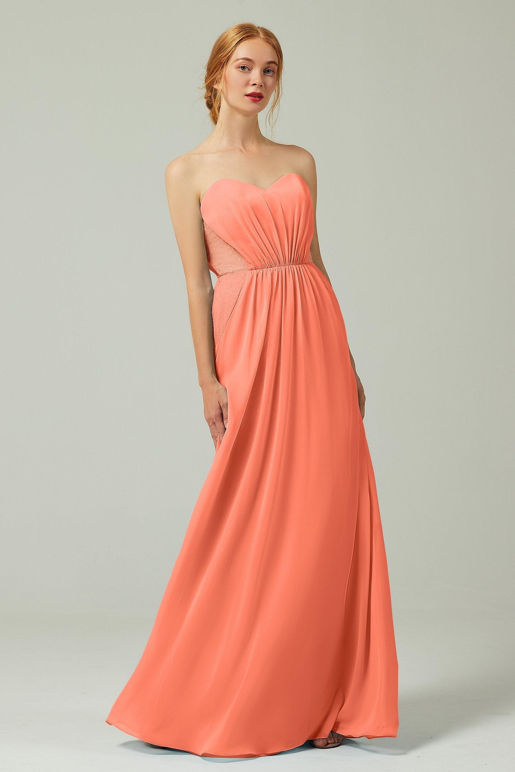 Sheath-Column Floor Length Chiffon Bridesmaid Dress CB0330 - COCOMELODY