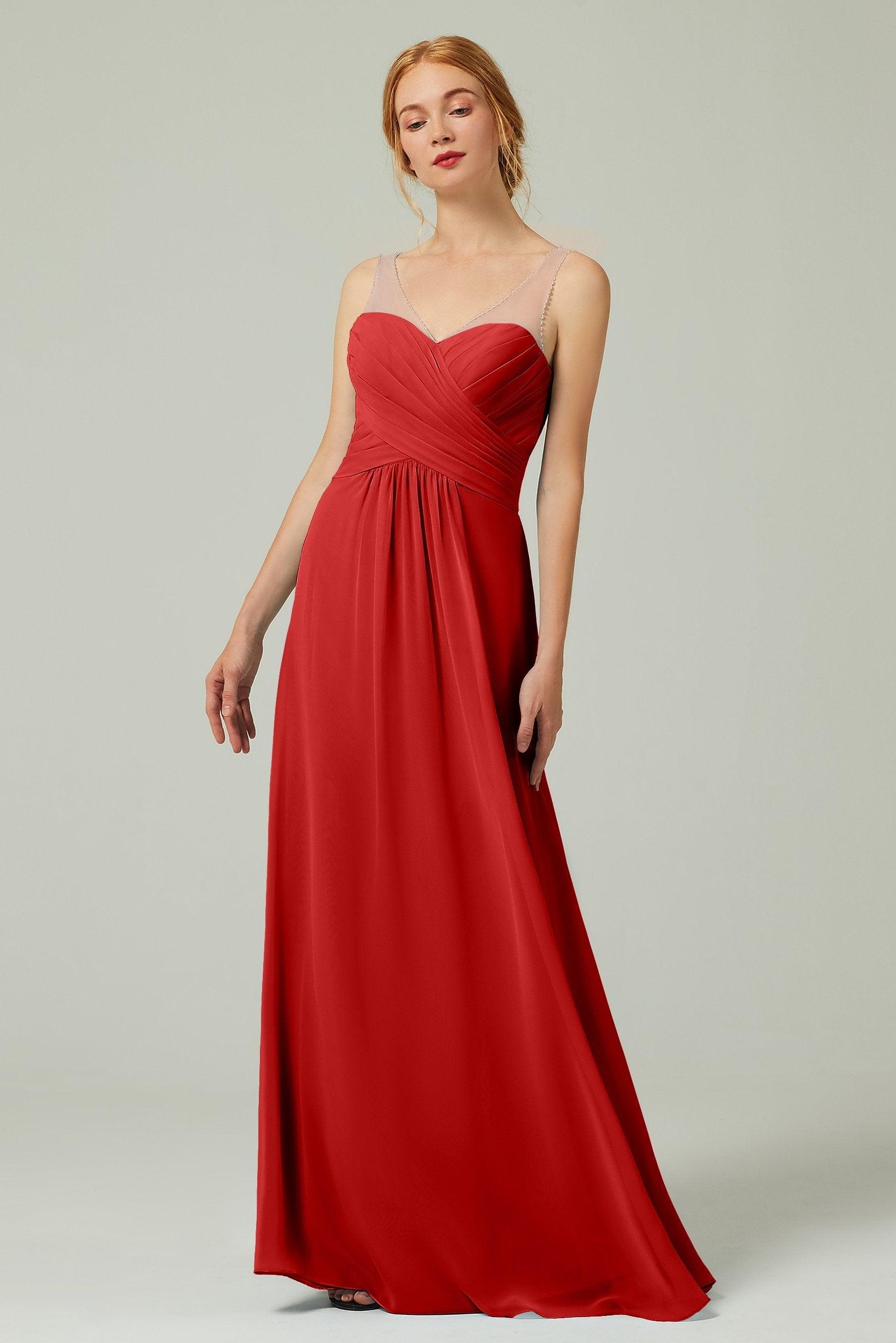 A-Line Floor Length Chiffon Bridesmaid Dress CB0331 - COCOMELODY