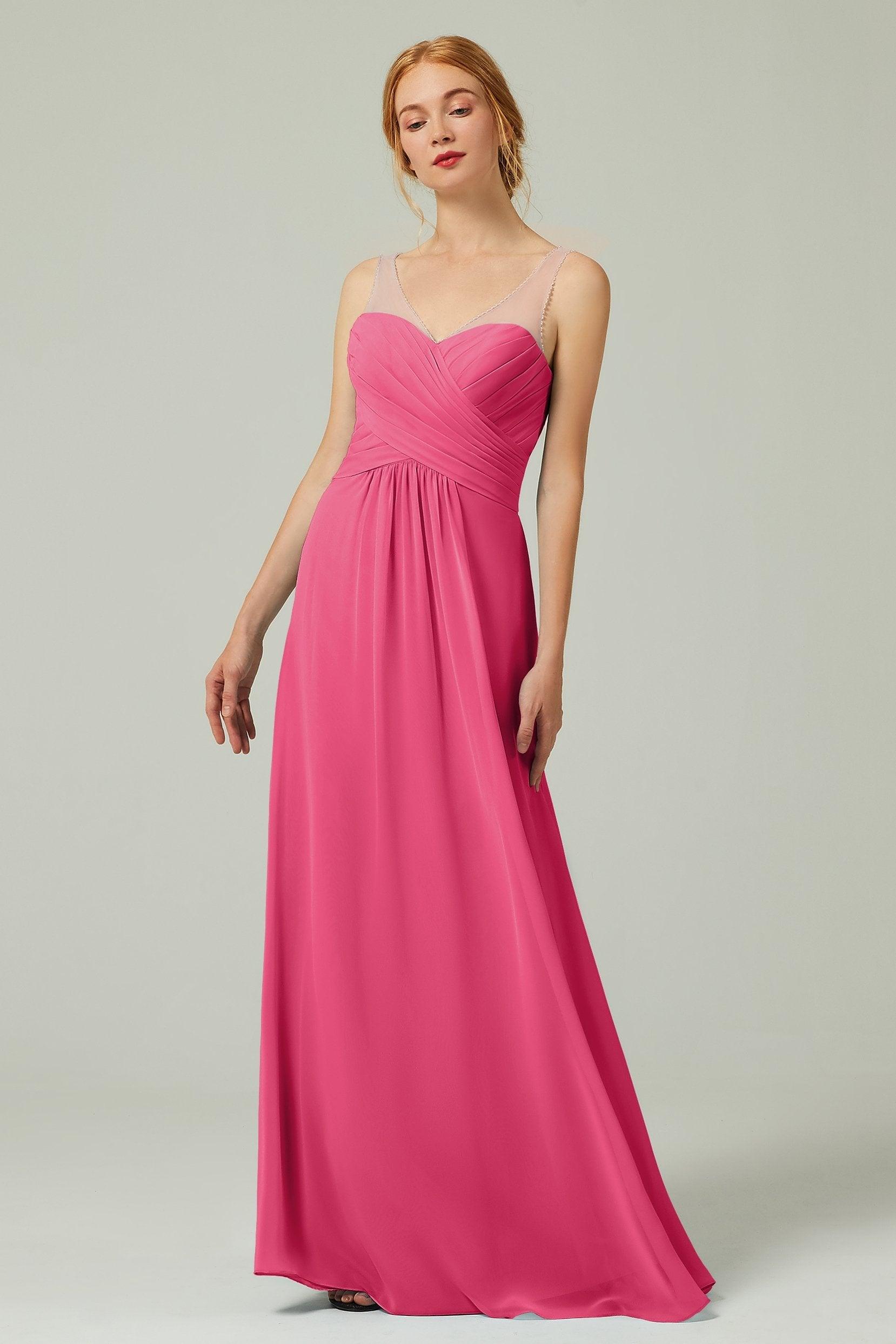 A-Line Floor Length Chiffon Bridesmaid Dress CB0331 - COCOMELODY