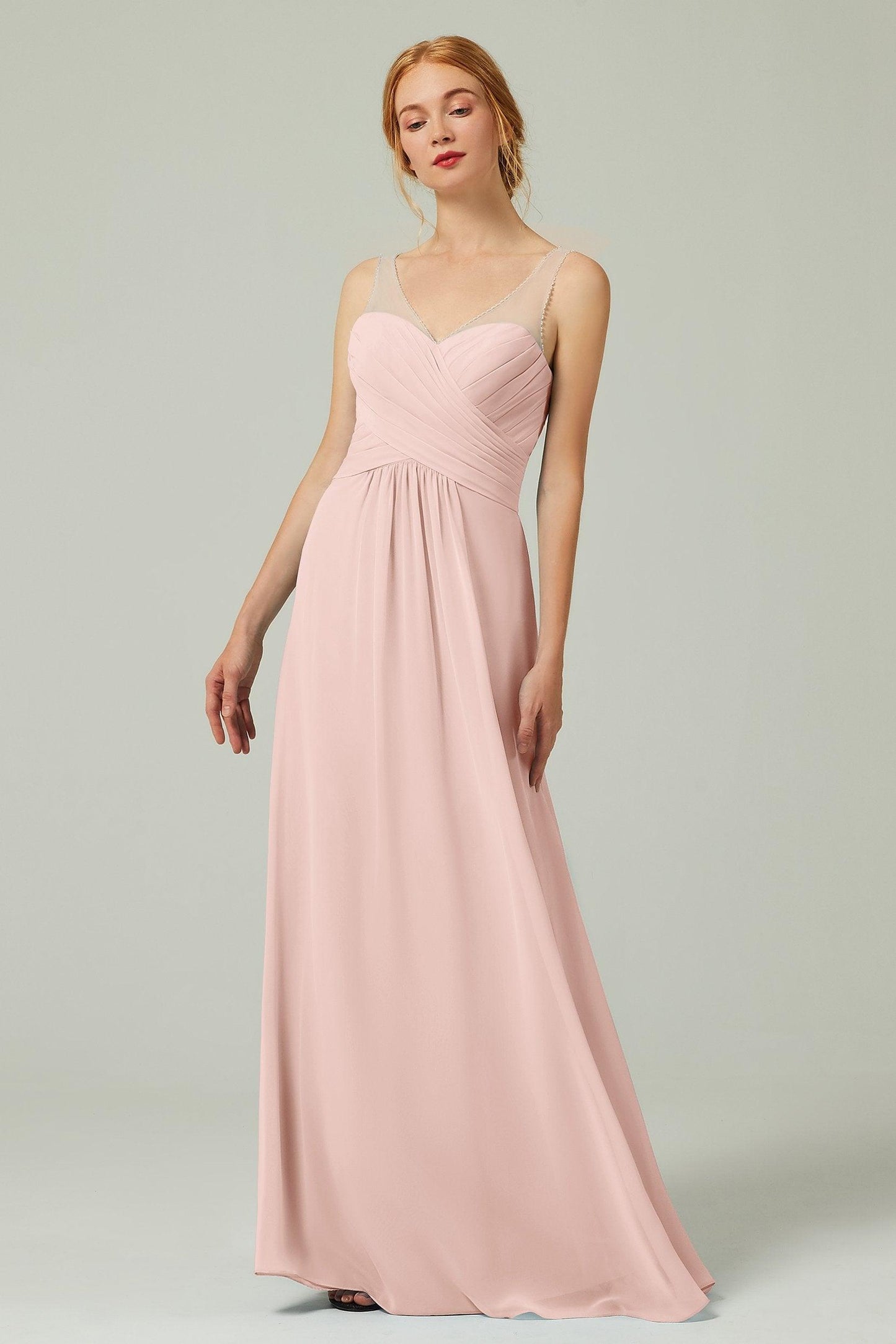 A-Line Floor Length Chiffon Bridesmaid Dress CB0331 - COCOMELODY