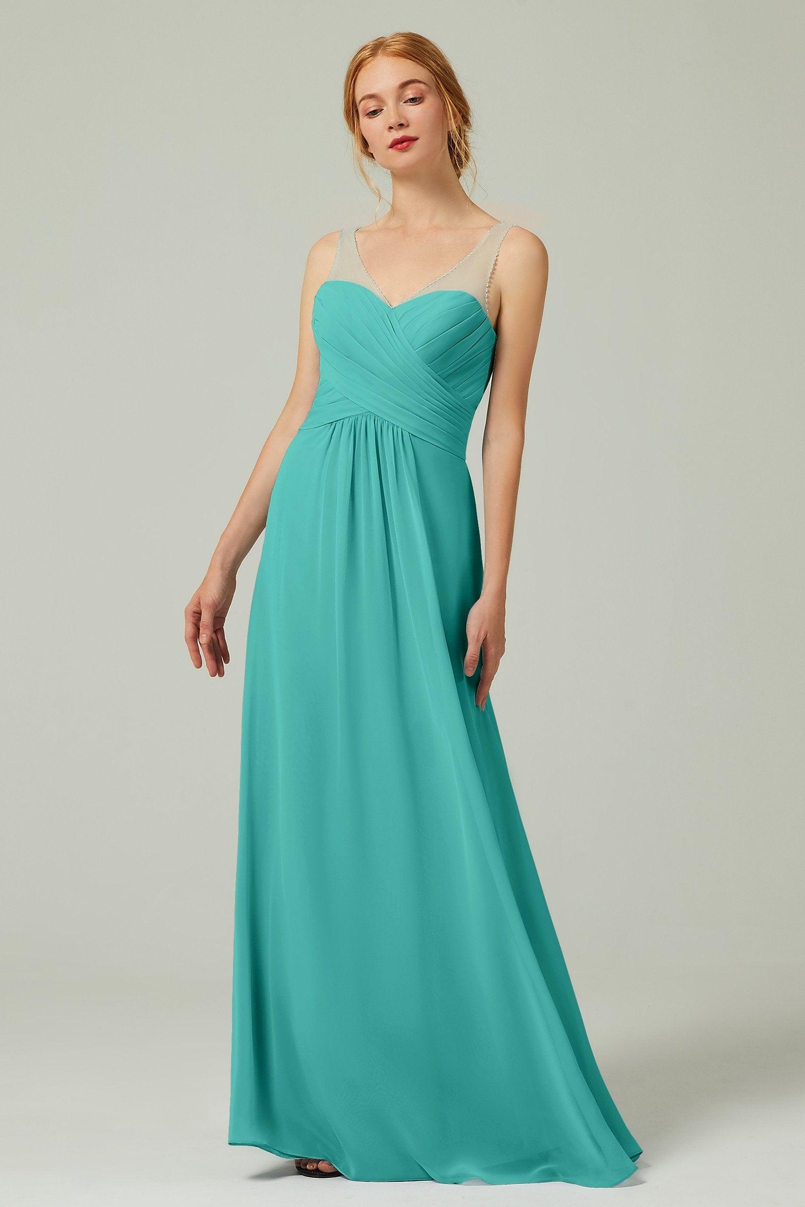 A-Line Floor Length Chiffon Bridesmaid Dress CB0331 - COCOMELODY