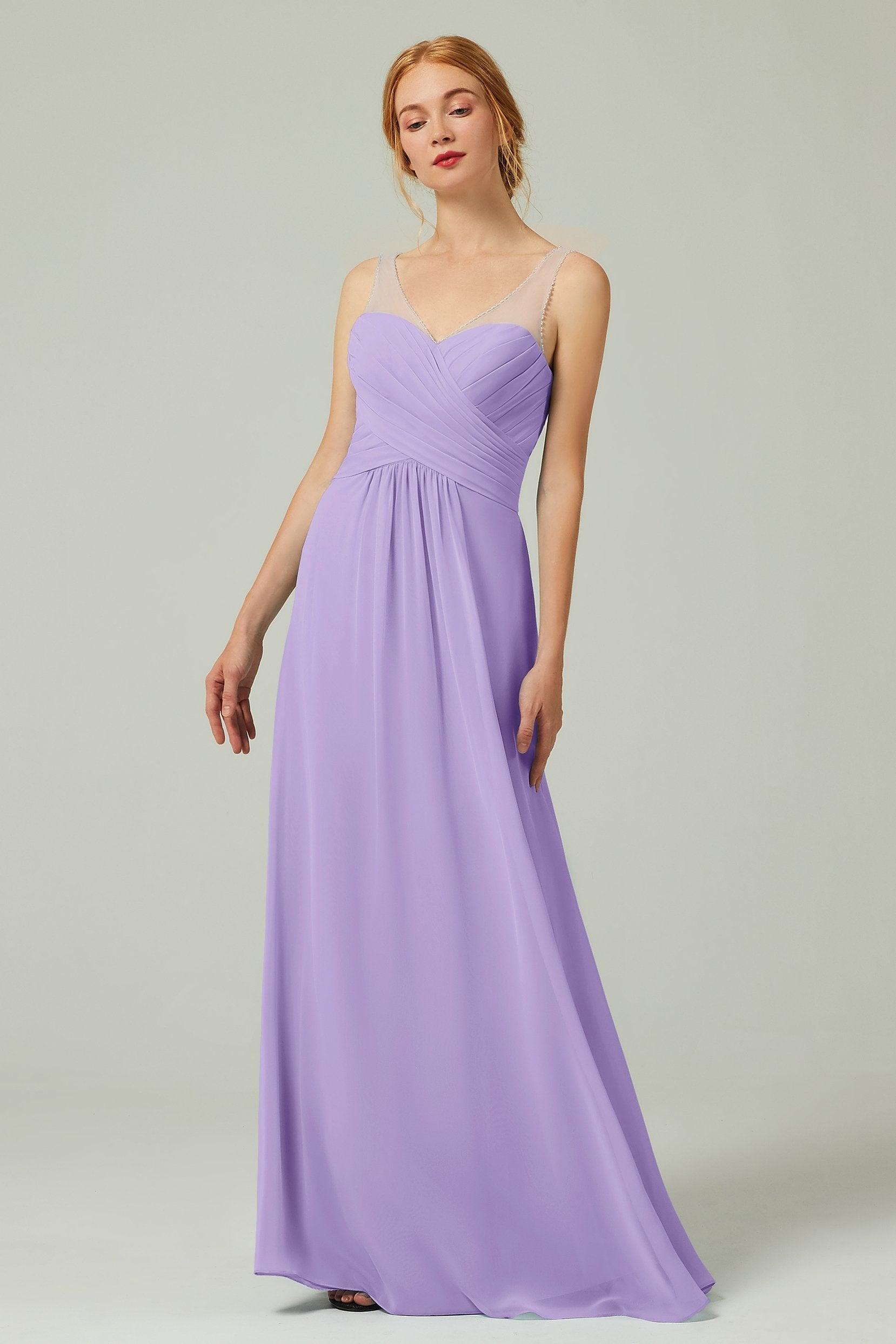 A-Line Floor Length Chiffon Bridesmaid Dress CB0331 - COCOMELODY