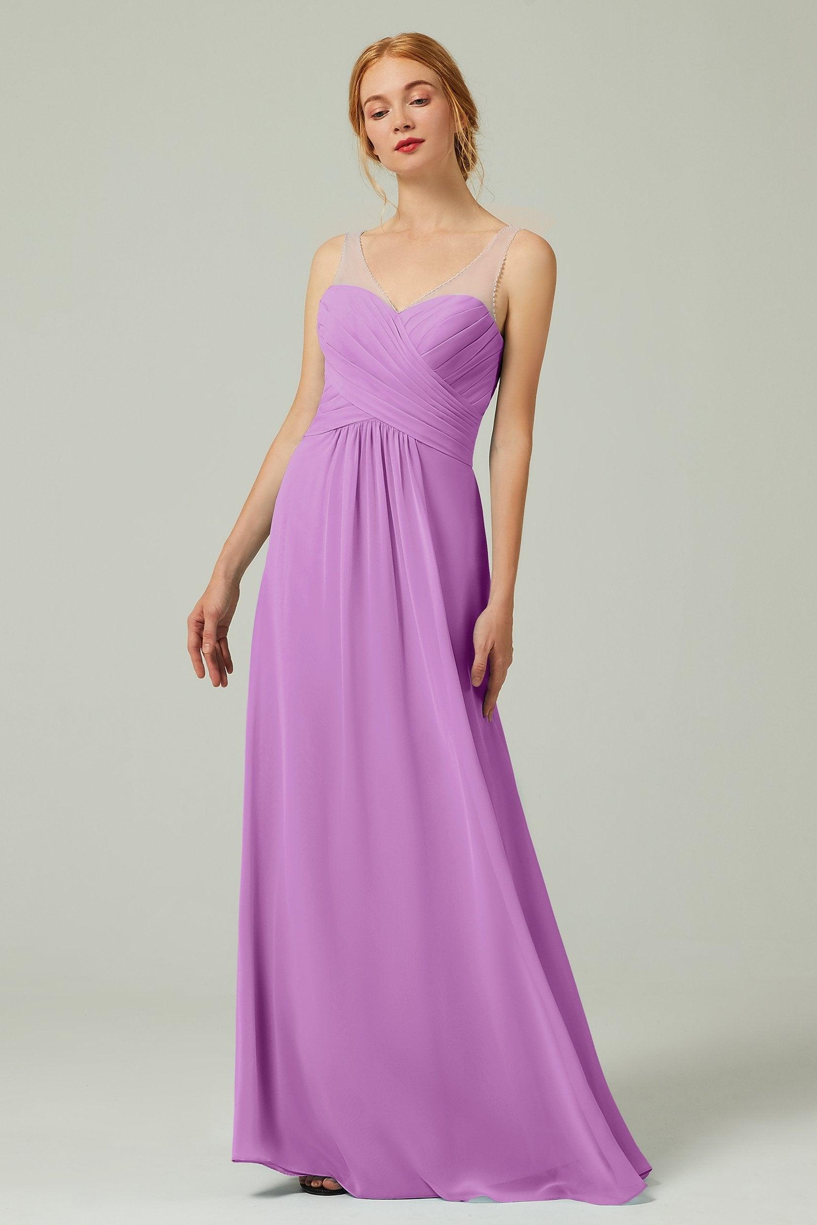A-Line Floor Length Chiffon Bridesmaid Dress CB0331 - COCOMELODY