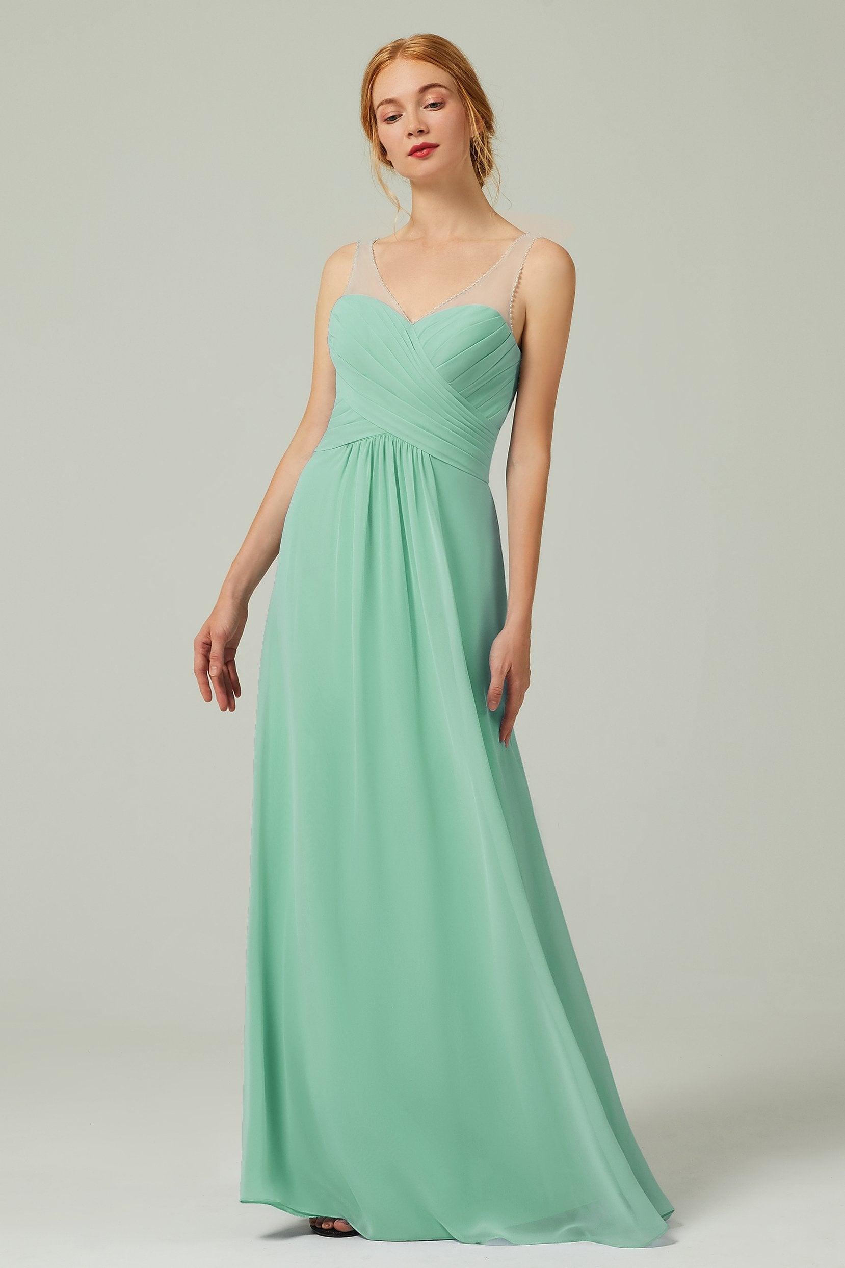 A-Line Floor Length Chiffon Bridesmaid Dress CB0331 - COCOMELODY