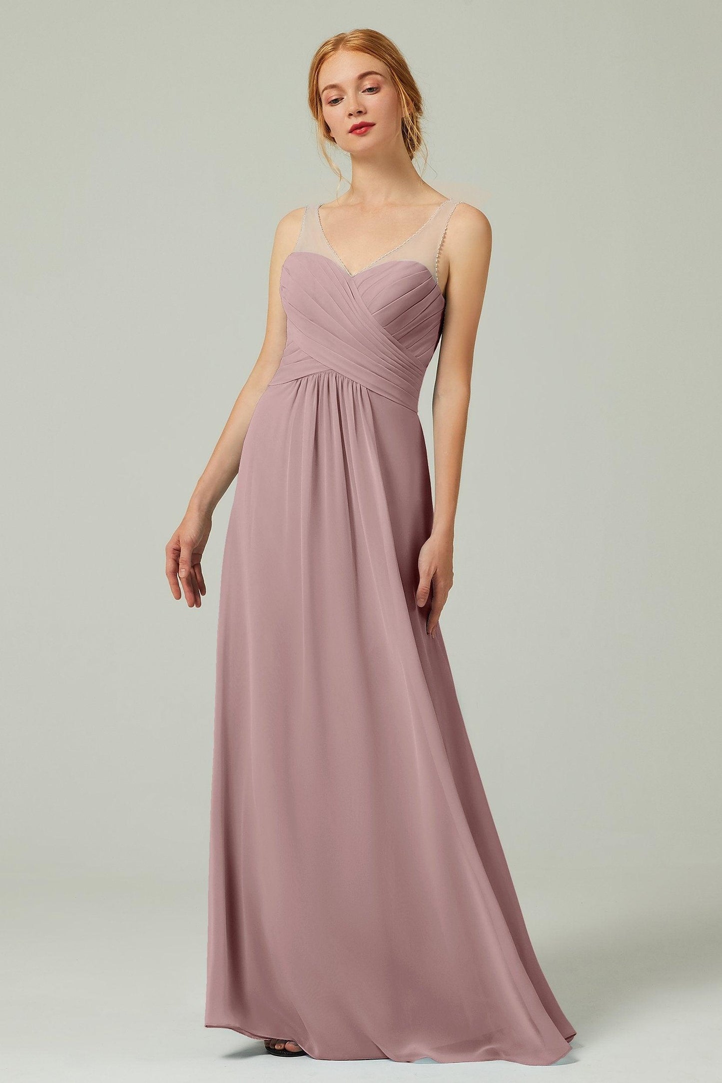 A-Line Floor Length Chiffon Bridesmaid Dress CB0331 - COCOMELODY